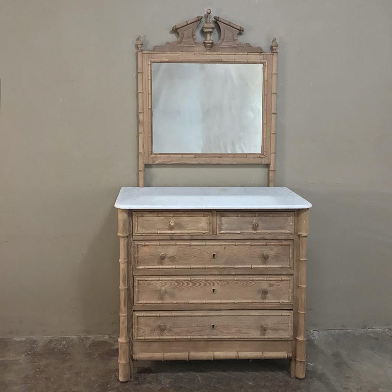 19th Century Faux Bamboo Marble Top Dresser For Sale at 1stdibs