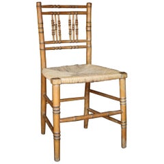 19th Century Faux Bamboo Rush Seated Armchair