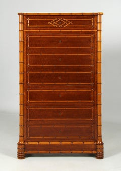 19th Century Faux Bamboo Secretaire with Marble Top, Paris, 1870s