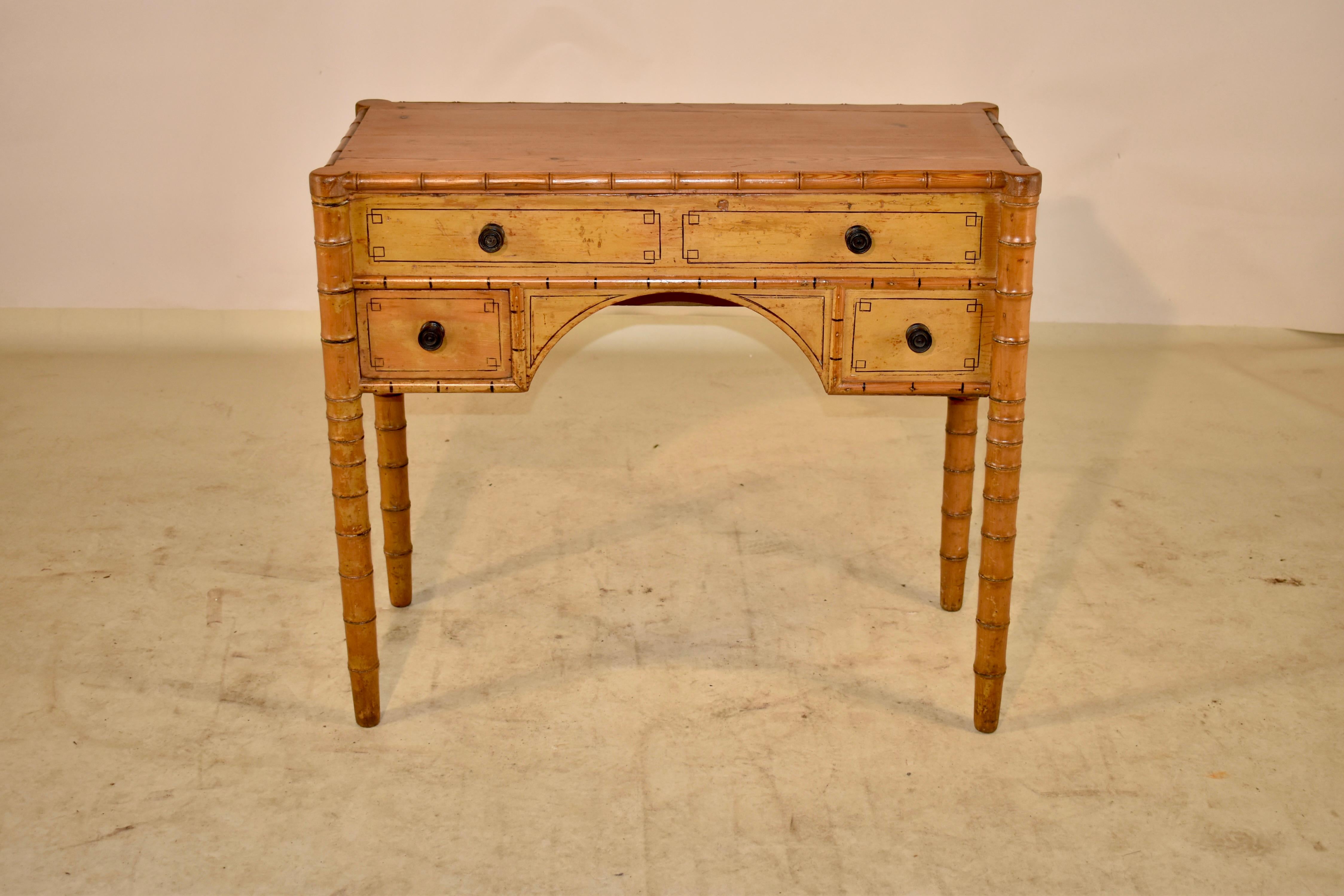 Hand-Painted 19th Century Faux Bamboo Side Table