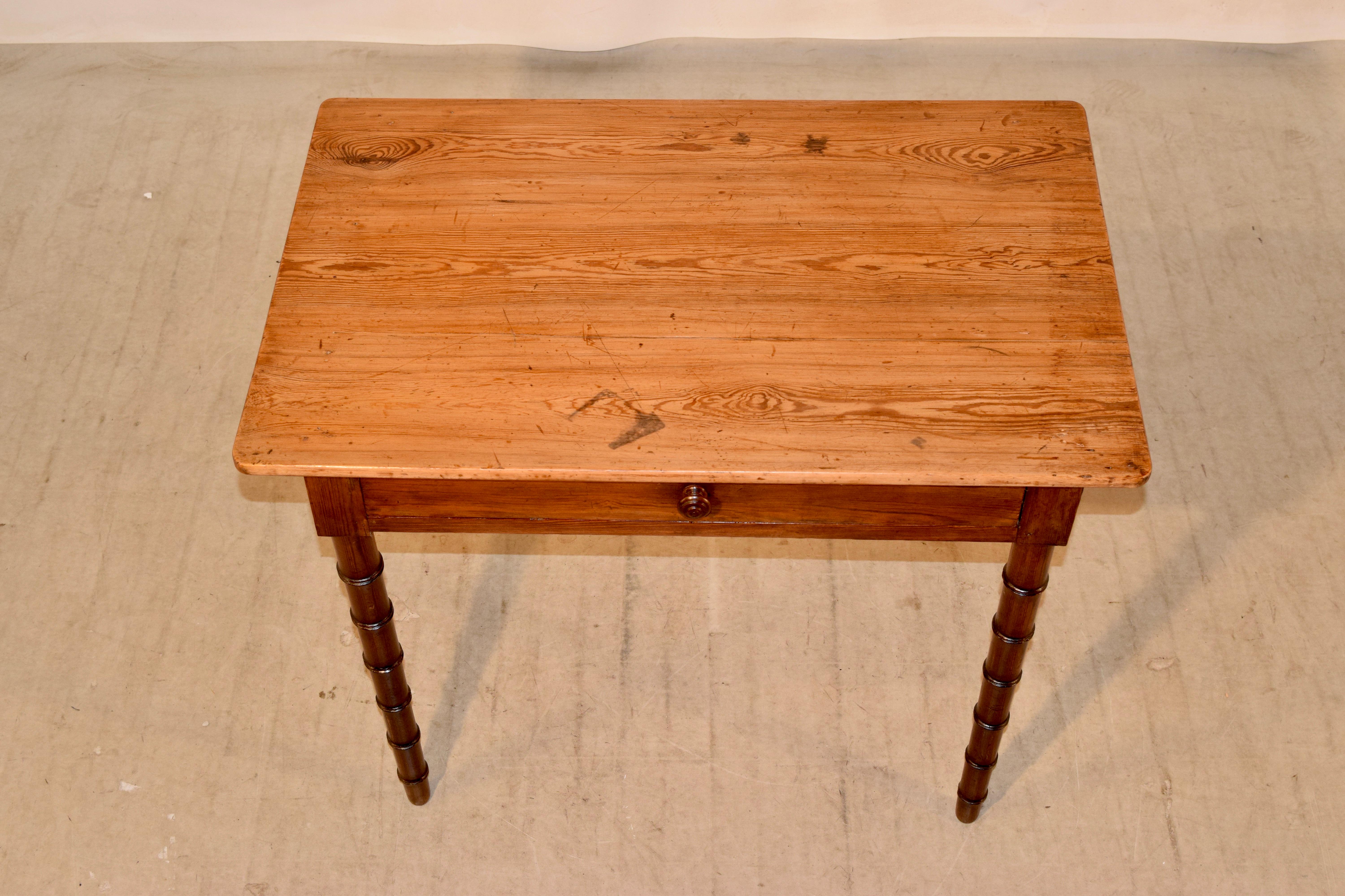 Pine 19th Century Faux Bamboo Side Table