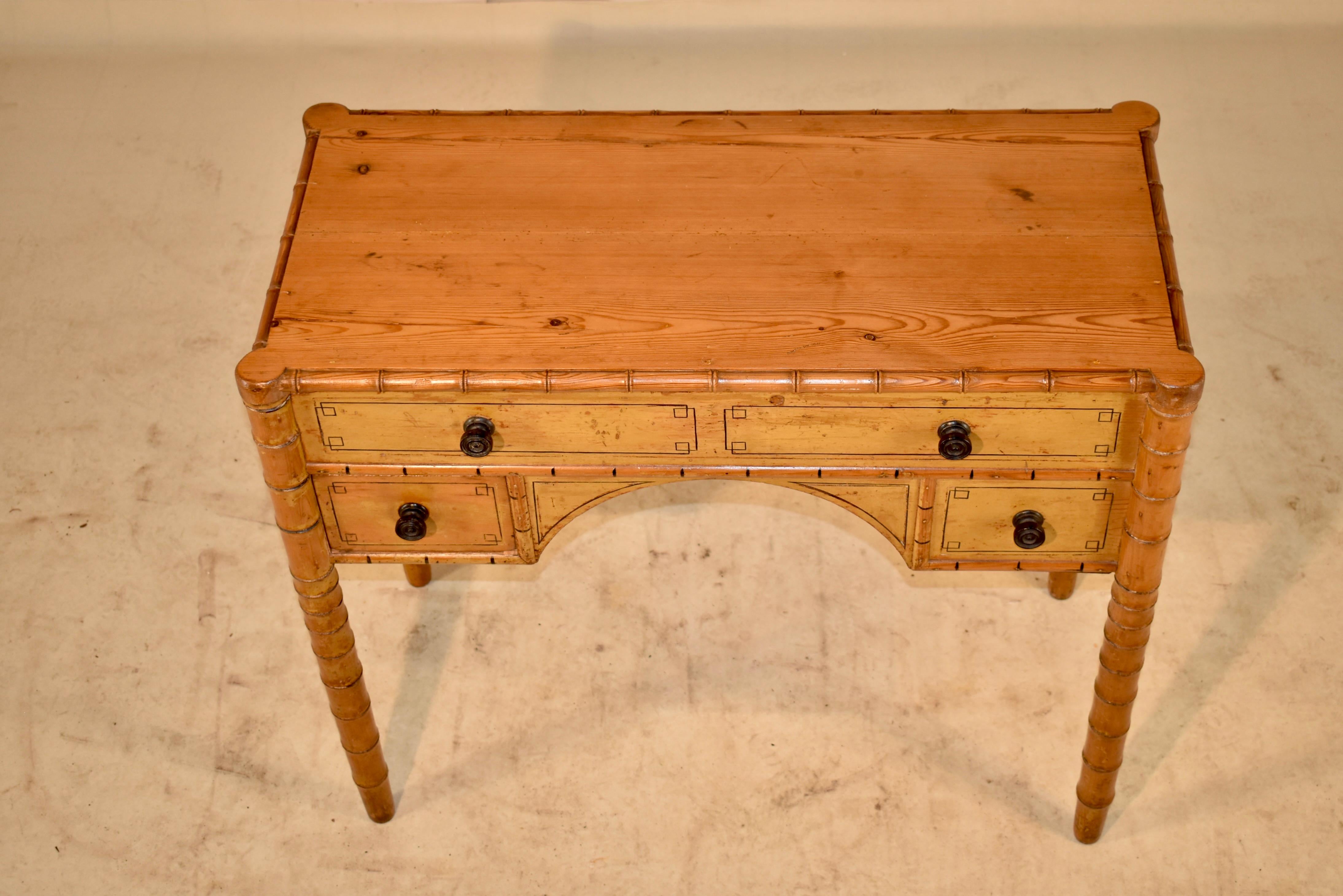 Pine 19th Century Faux Bamboo Side Table