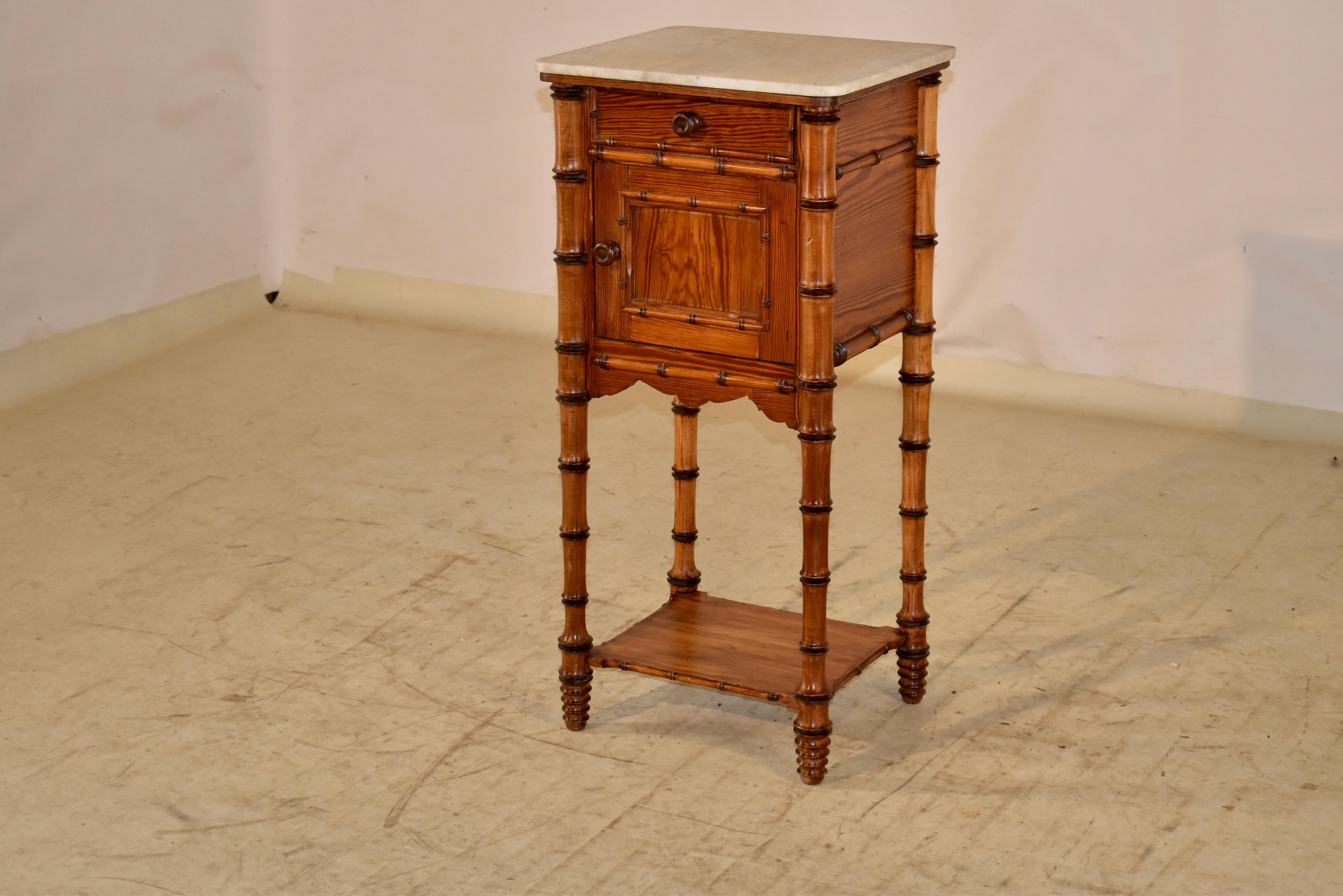 Marble 19th Century Faux Bamboo Side Table For Sale