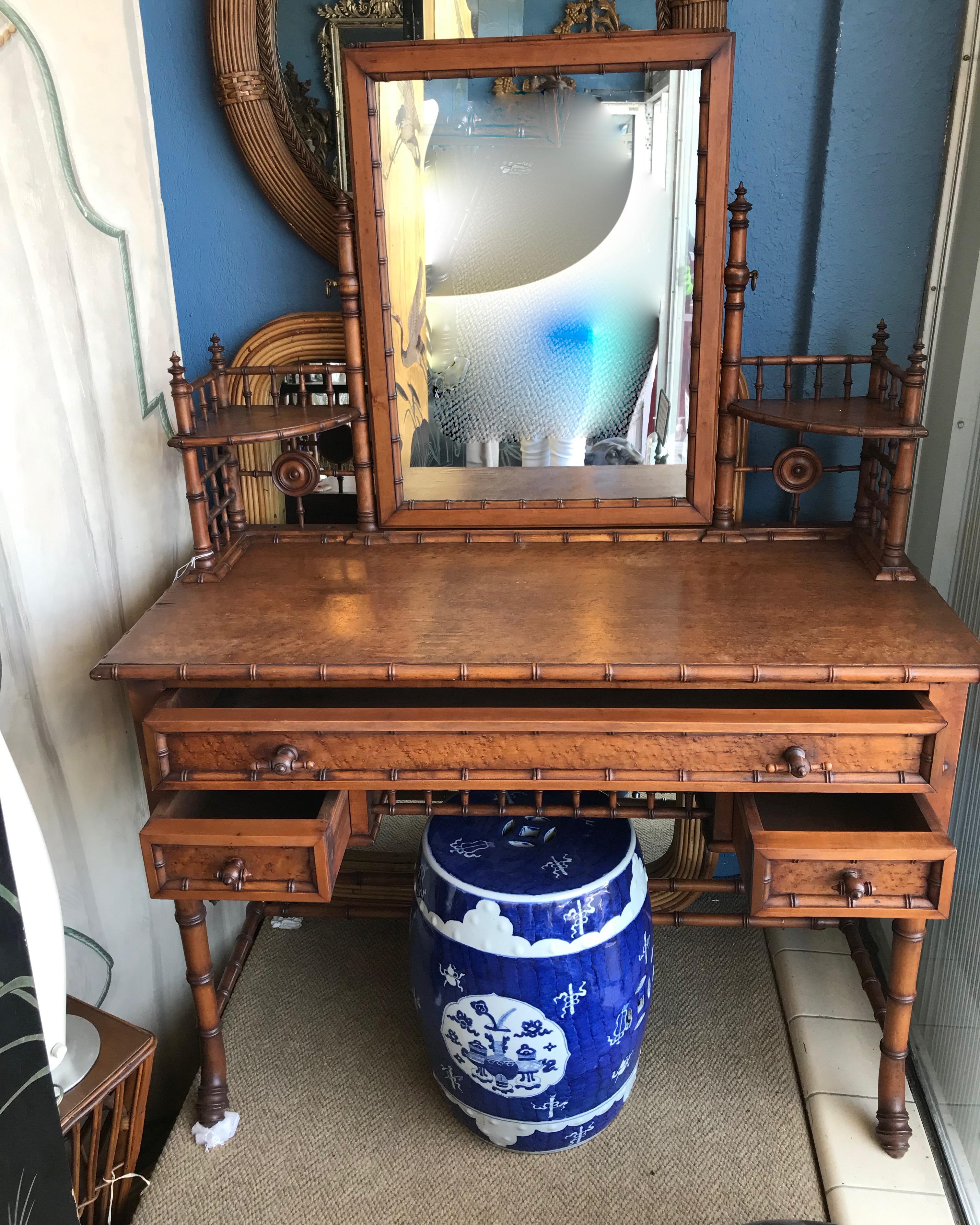 19th Century Faux Bamboo Vanity Attributed to Horner 1