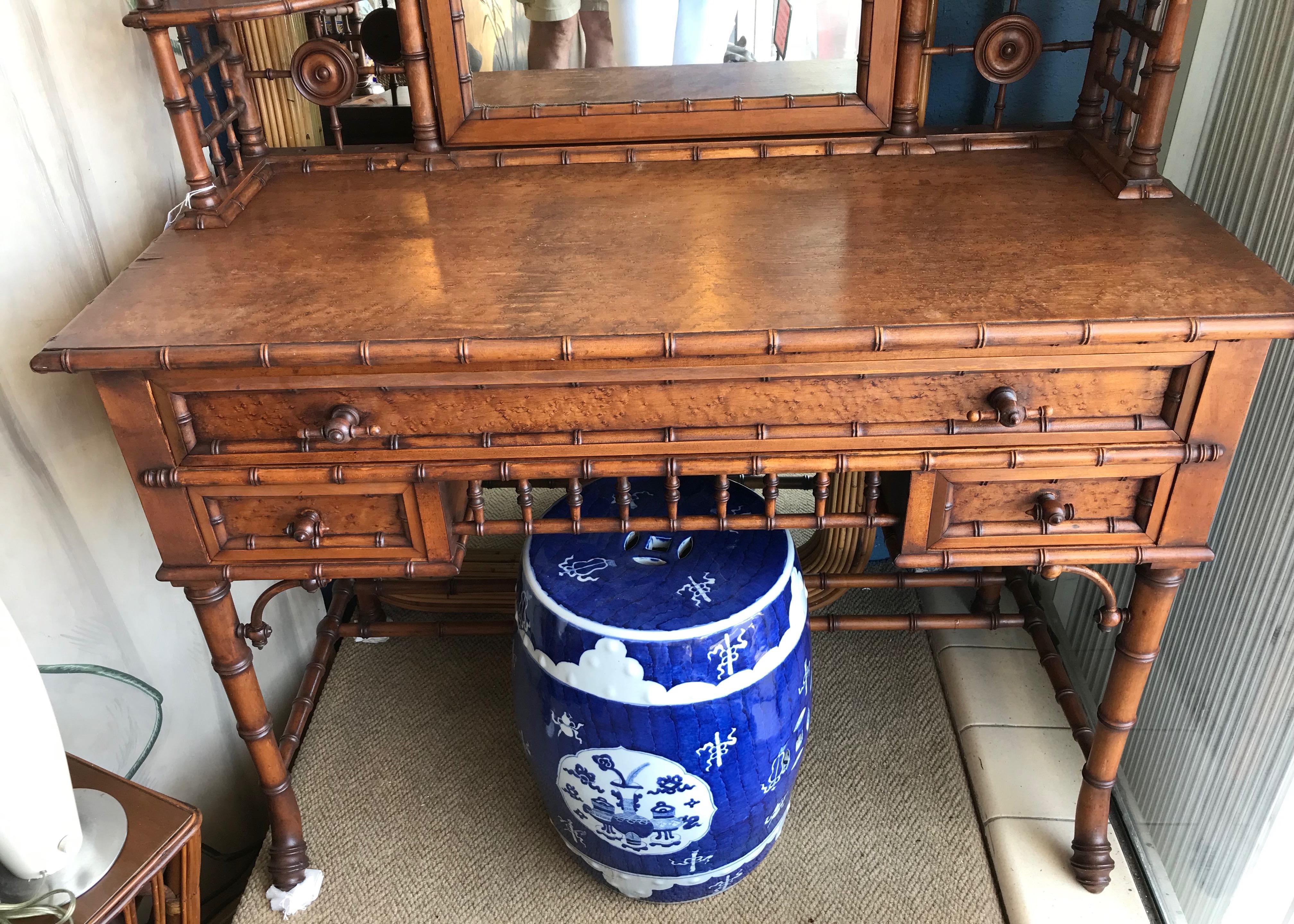 19th Century Faux Bamboo Vanity Attributed to Horner 3