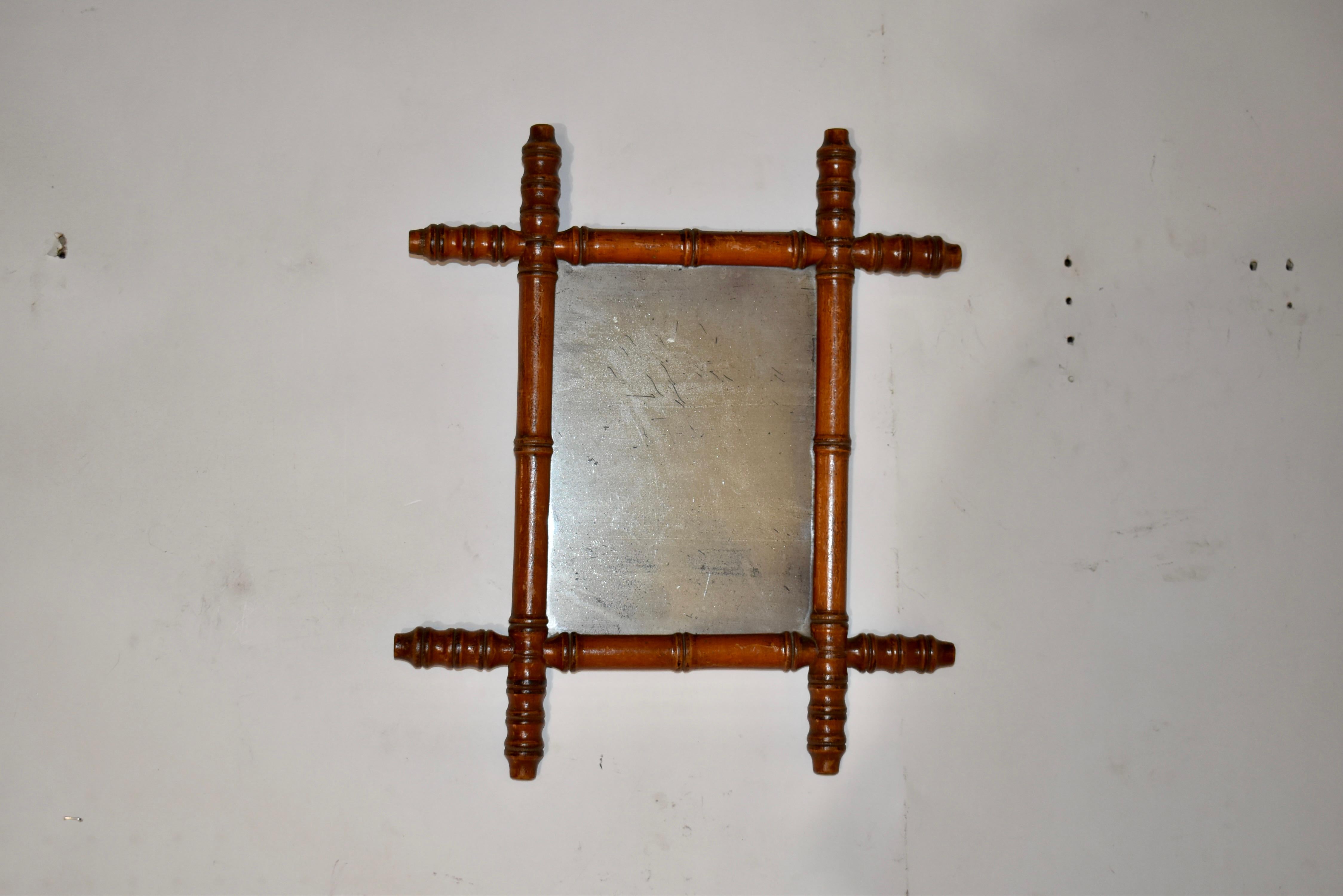 Art Nouveau 19th Century Faux Bamboo Wall Mirror For Sale