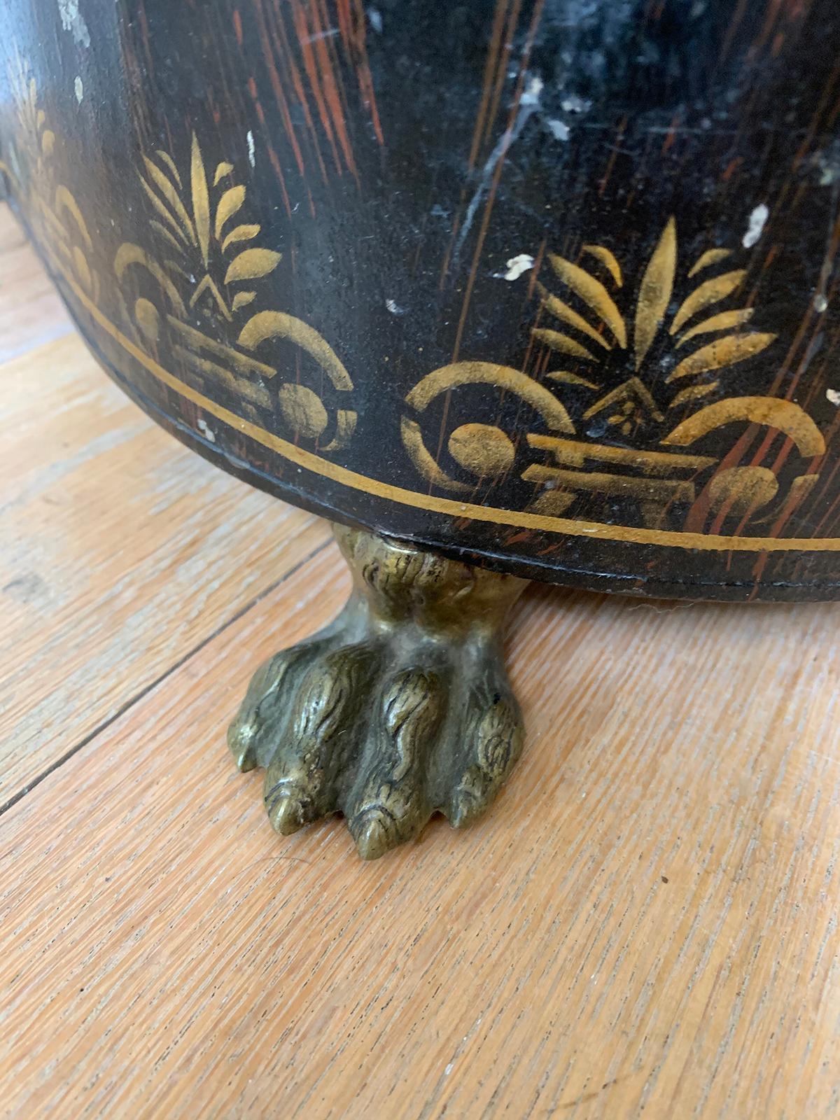 19th Century Faux Bois Painted Tea Canister with Paw Feet 9