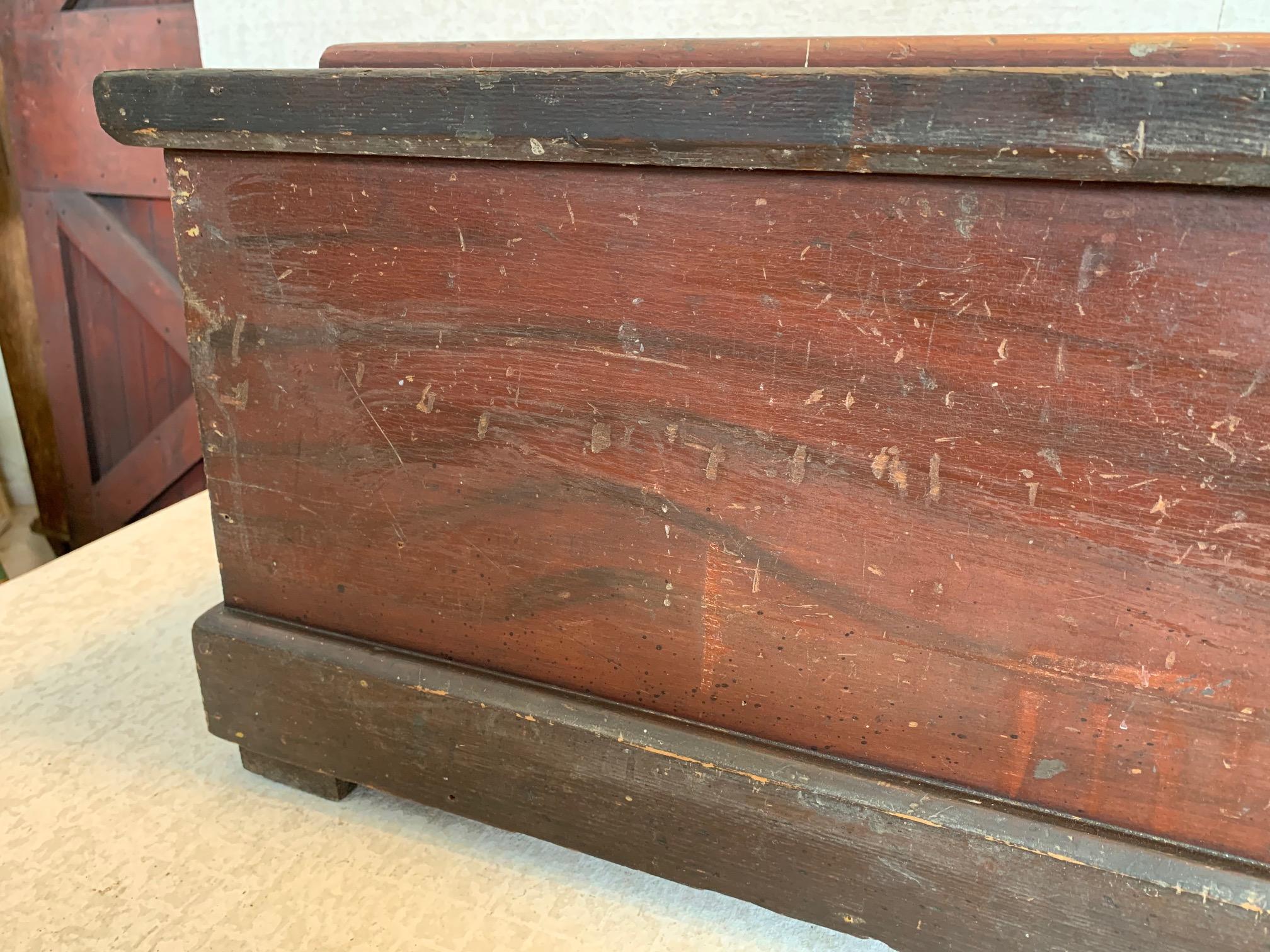 Pine 19th Century Faux Grained Carpenters Chest