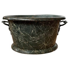19th Century Faux Marble Tole Footbath with Handles