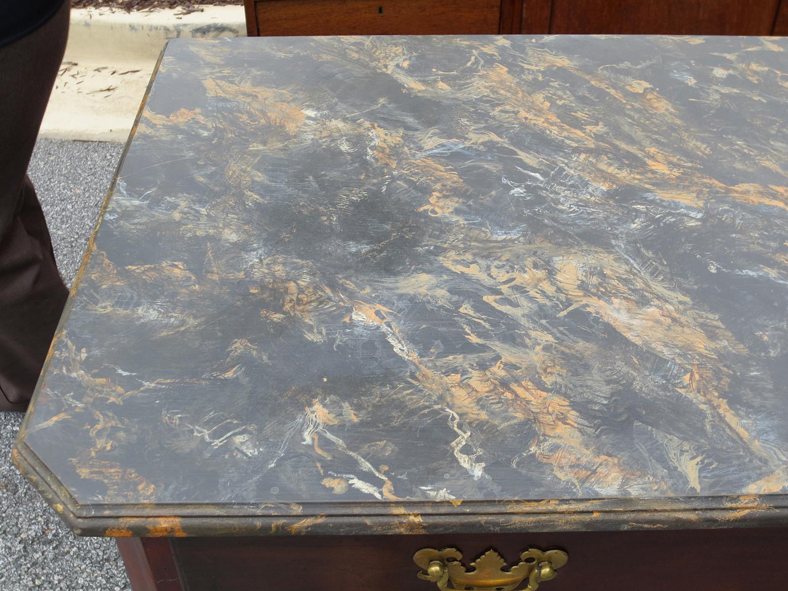 19th Century Faux Marble-Top Lowboy with Ball and Claw Feet In Good Condition For Sale In Atlanta, GA