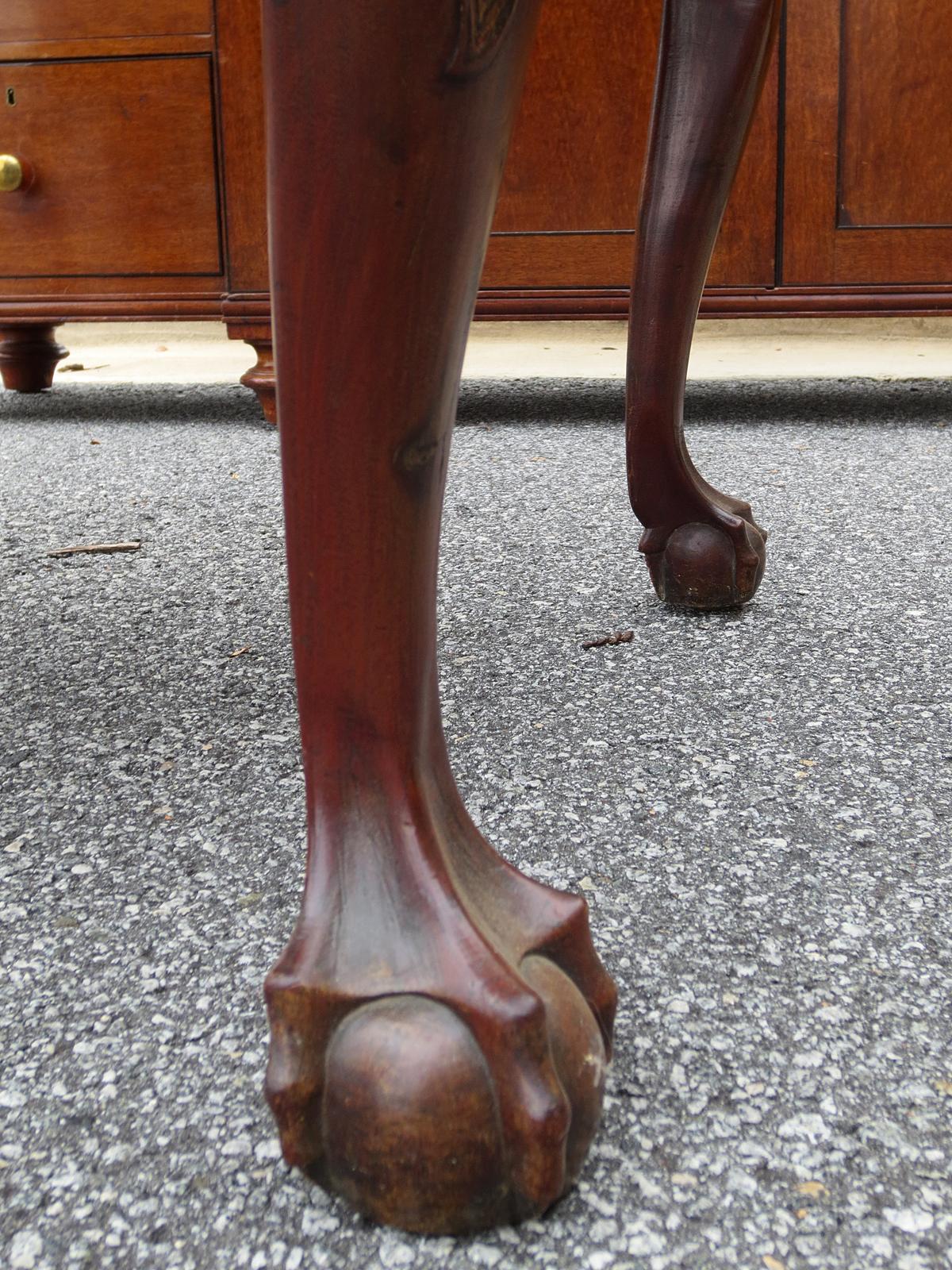 Brass 19th Century Faux Marble-Top Lowboy with Ball and Claw Feet For Sale