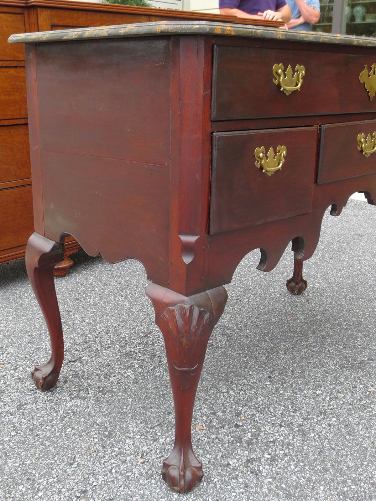 19th Century Faux Marble-Top Lowboy with Ball and Claw Feet For Sale 1