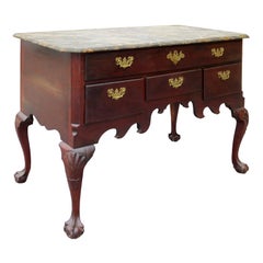 19th Century Faux Marble-Top Lowboy with Ball and Claw Feet