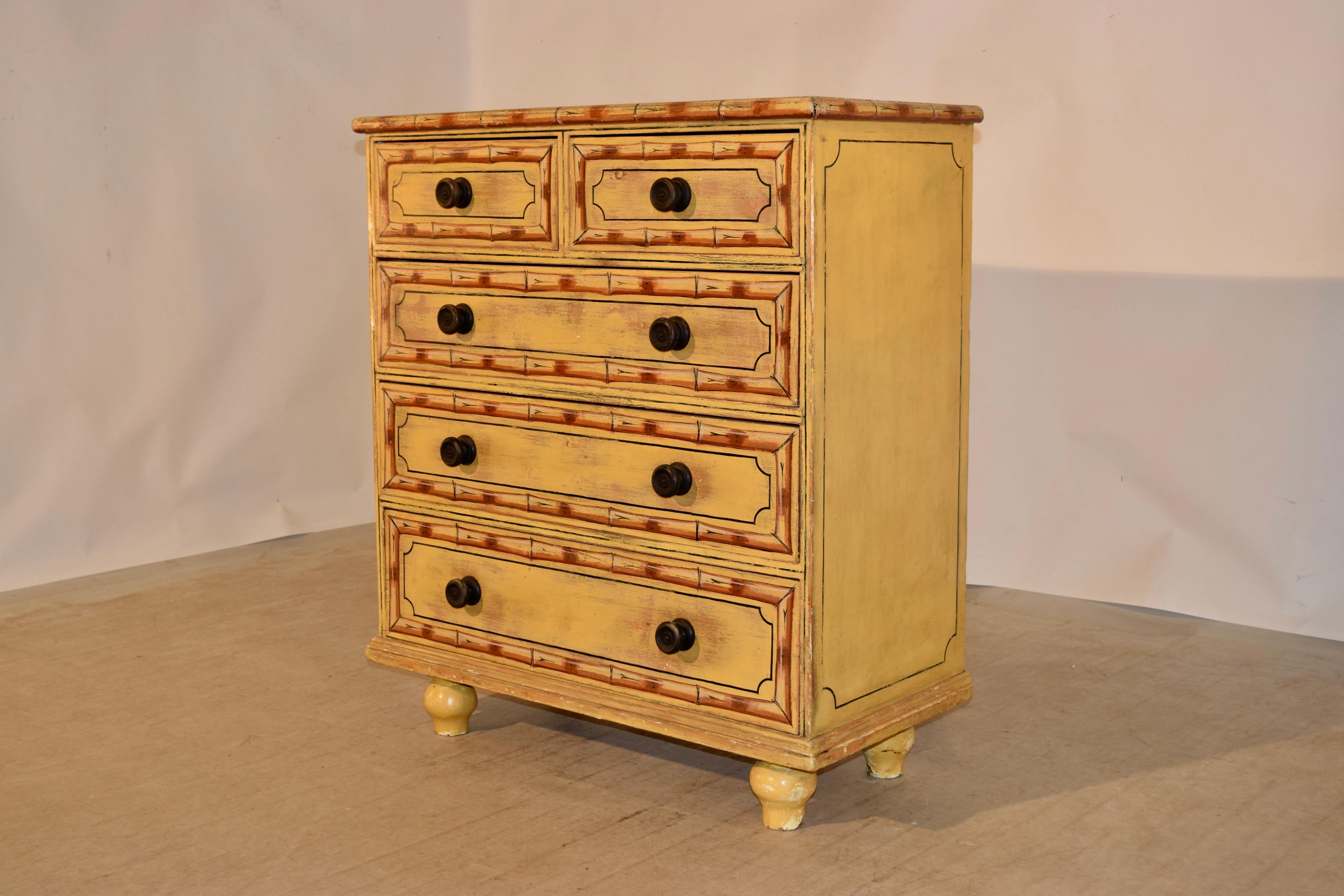 English 19th Century Faux Painted Chest