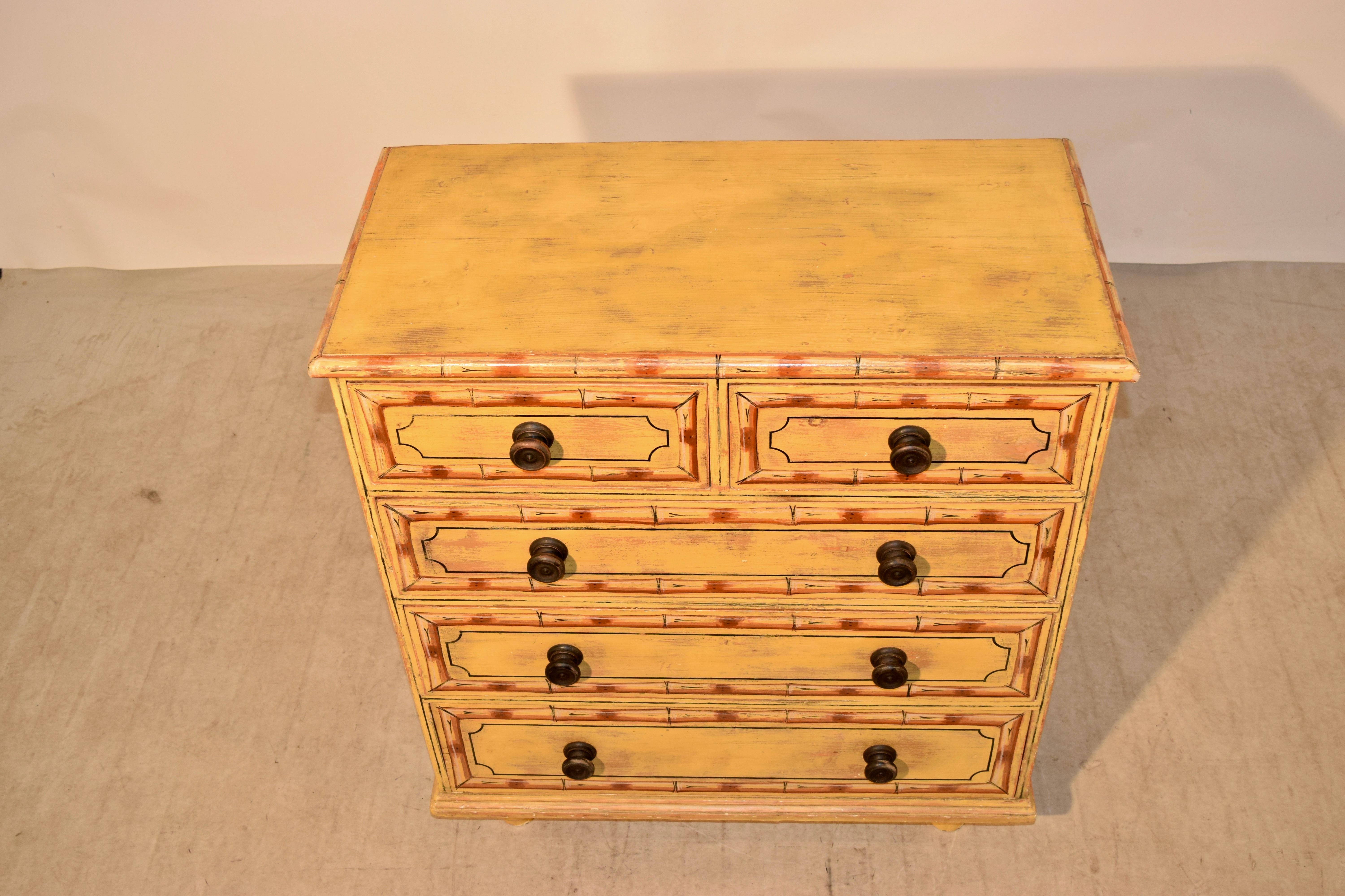 Hand-Painted 19th Century Faux Painted Chest