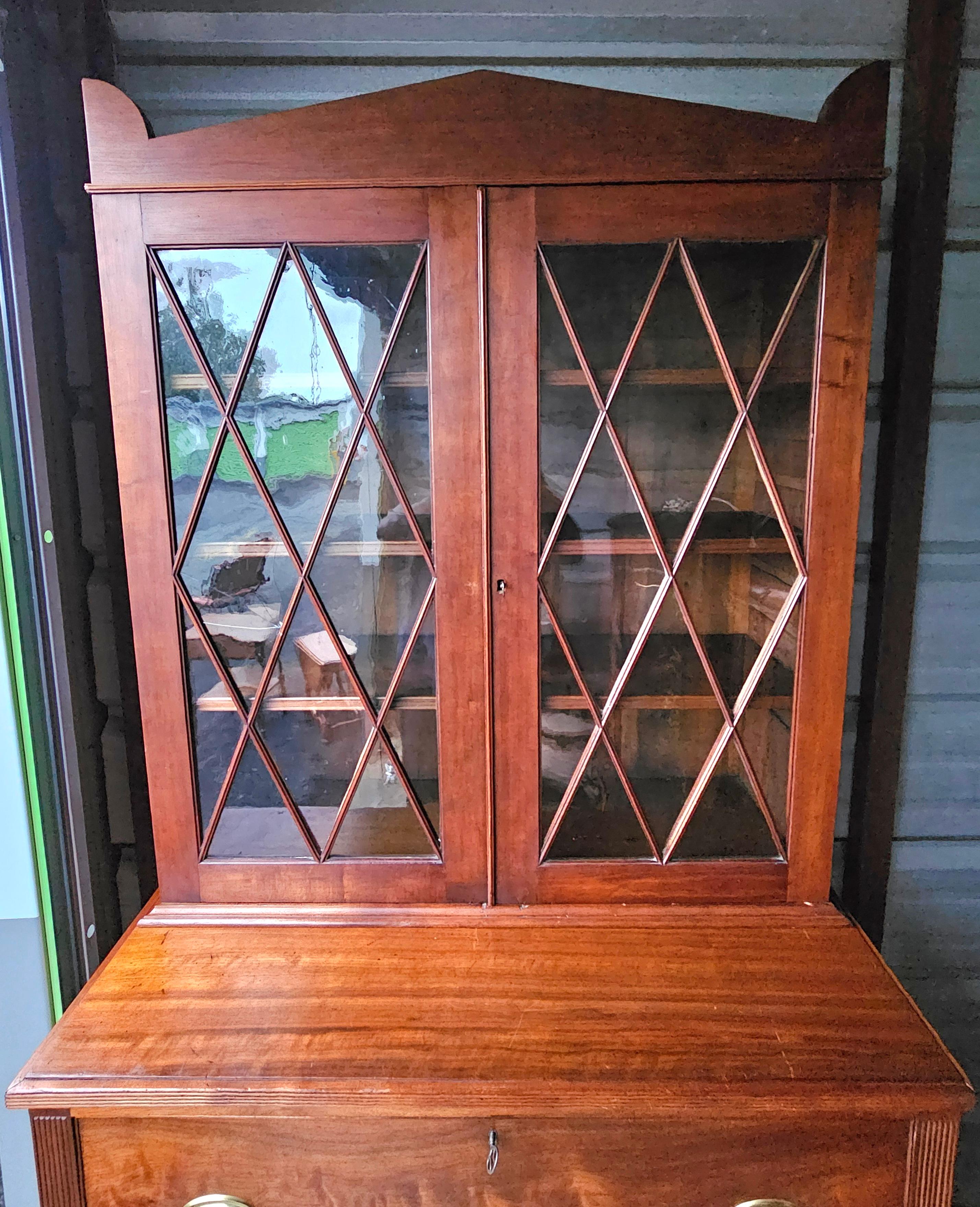 Unknown 19th Century Federal Curly Tiger Figured Walnut Butler's Fall Front Desk For Sale