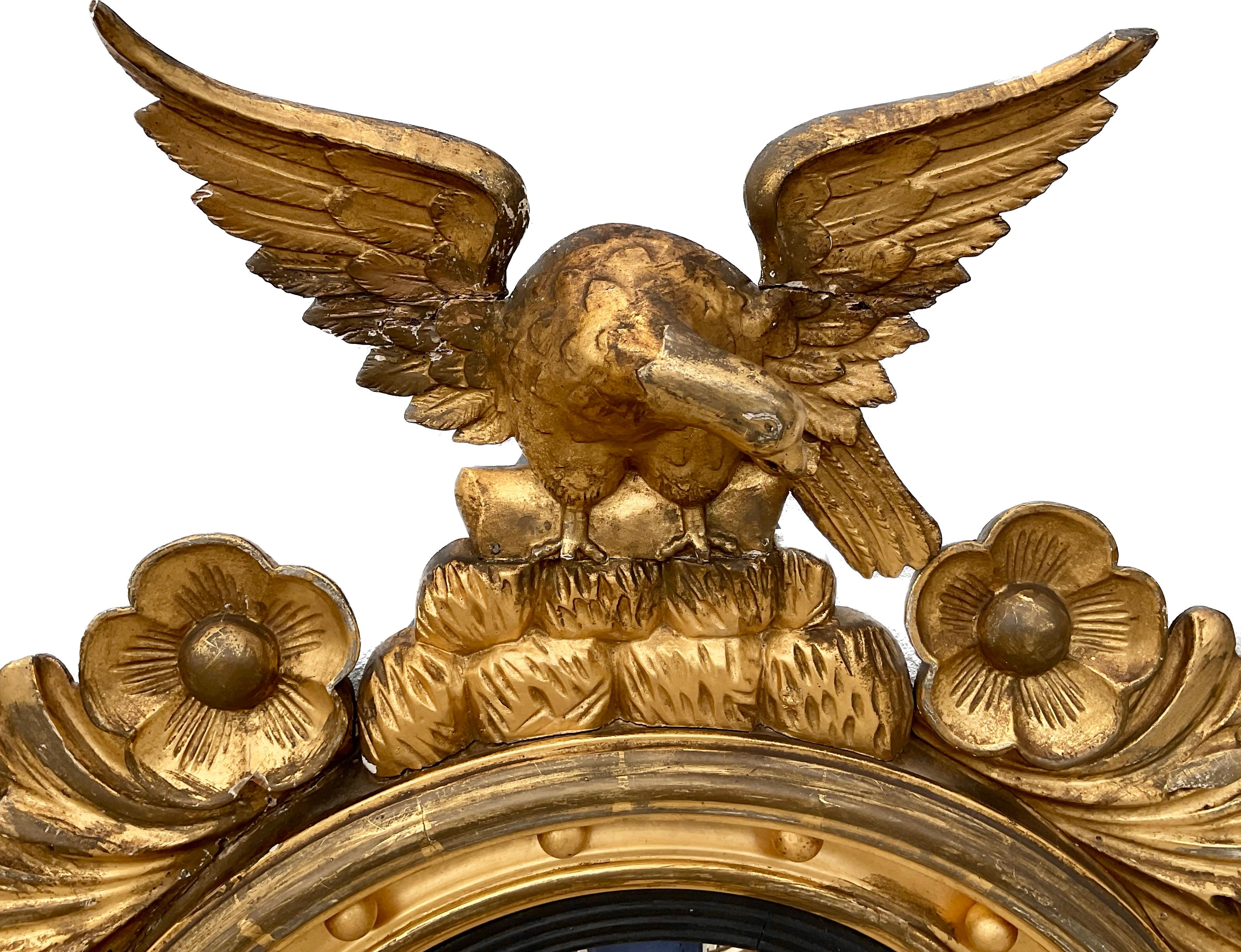 19. Jahrhundert Federal Eagle Vergoldetes Holz Bullseye Spiegel (amerikanisch) im Angebot