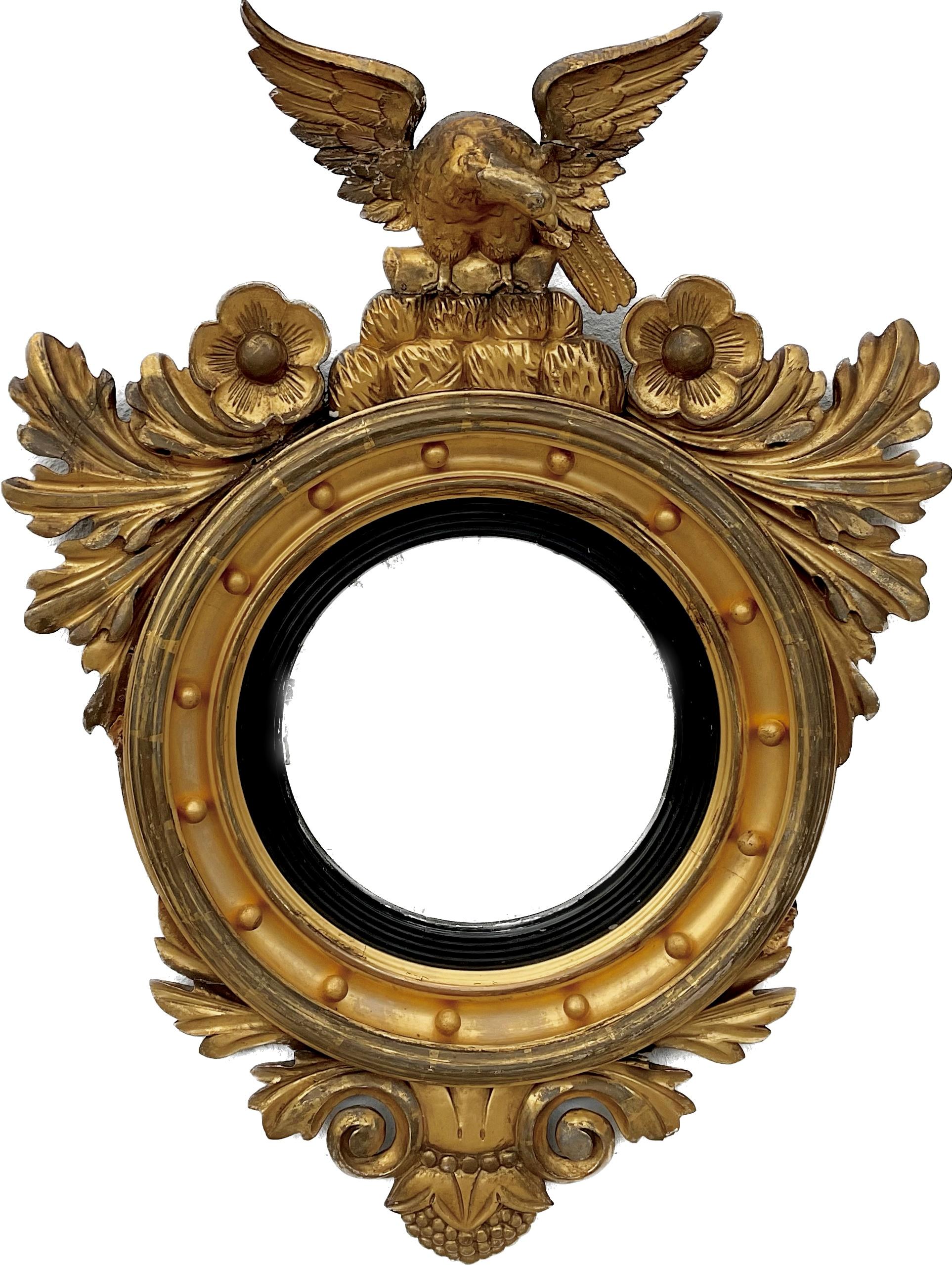 19. Jahrhundert Federal Eagle Vergoldetes Holz Bullseye Spiegel im Zustand „Gut“ im Angebot in Bradenton, FL