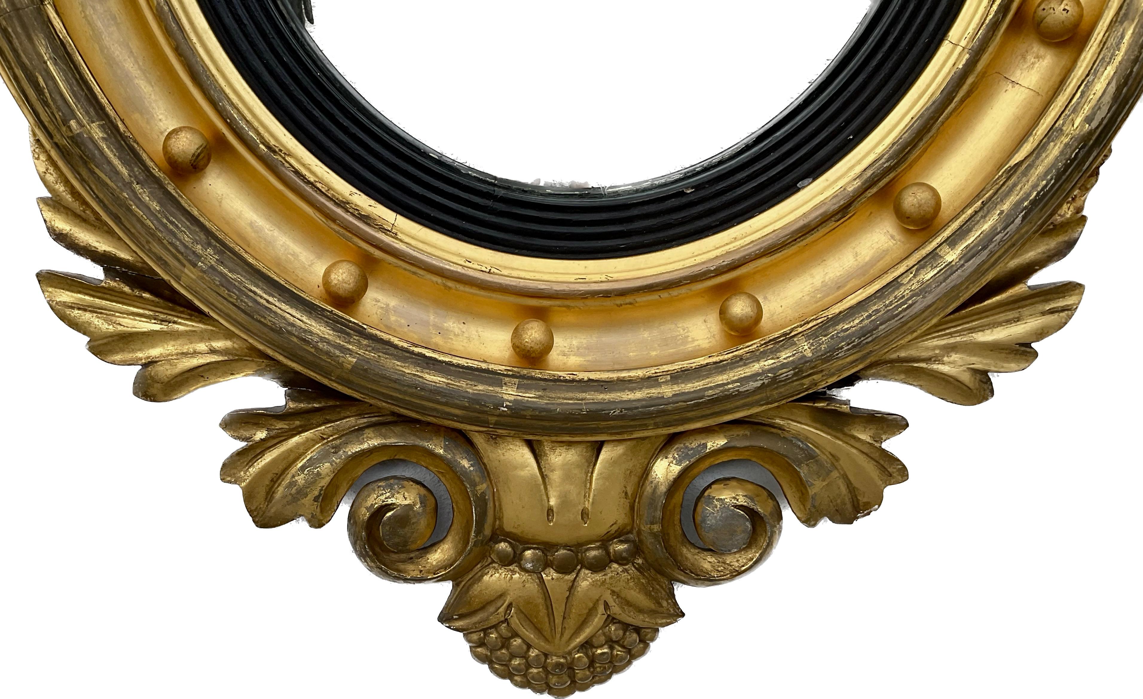 19. Jahrhundert Federal Eagle Vergoldetes Holz Bullseye Spiegel im Angebot 3