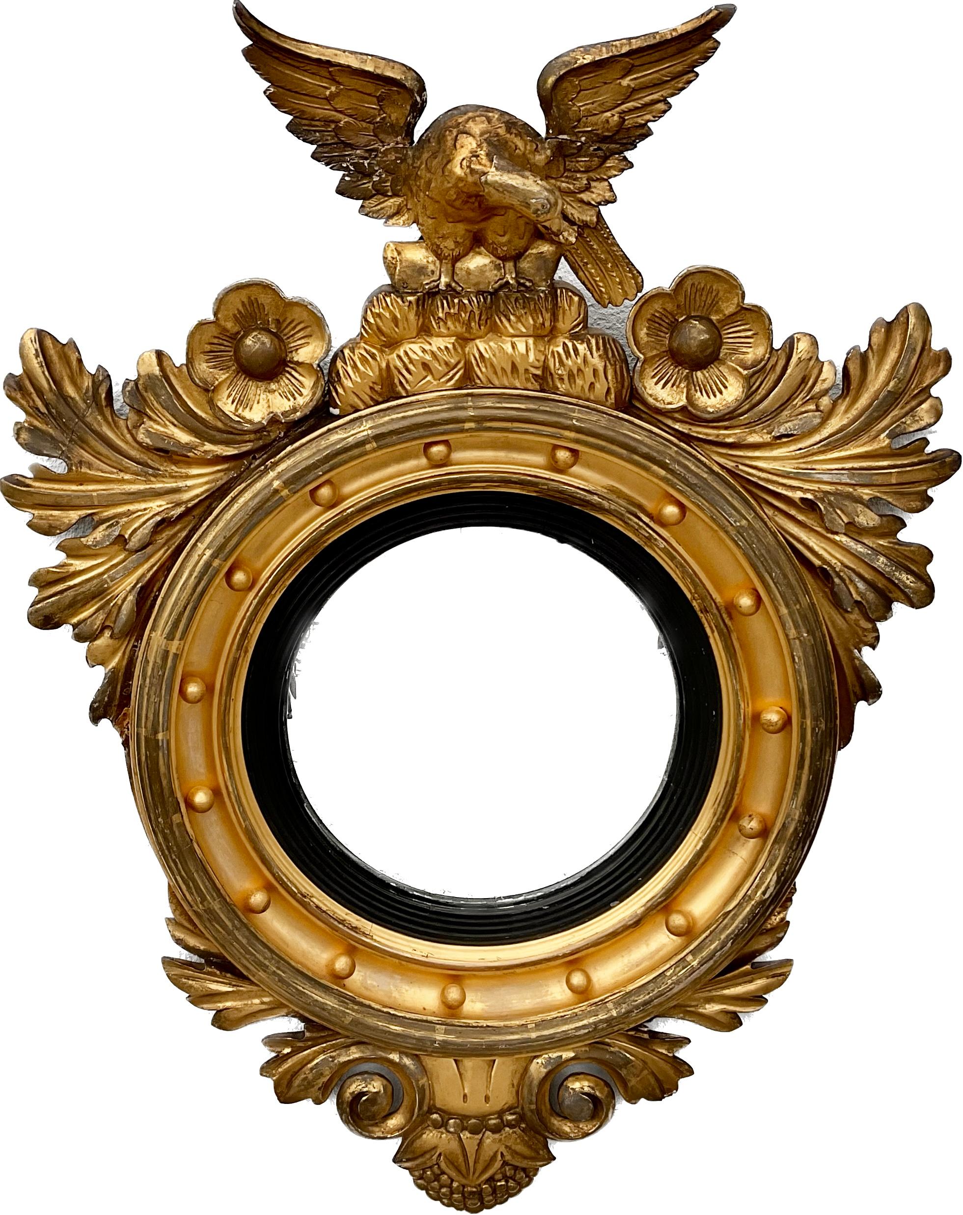 19th Century Federal Eagle Gilt Wood Bullseye Mirror For Sale 1