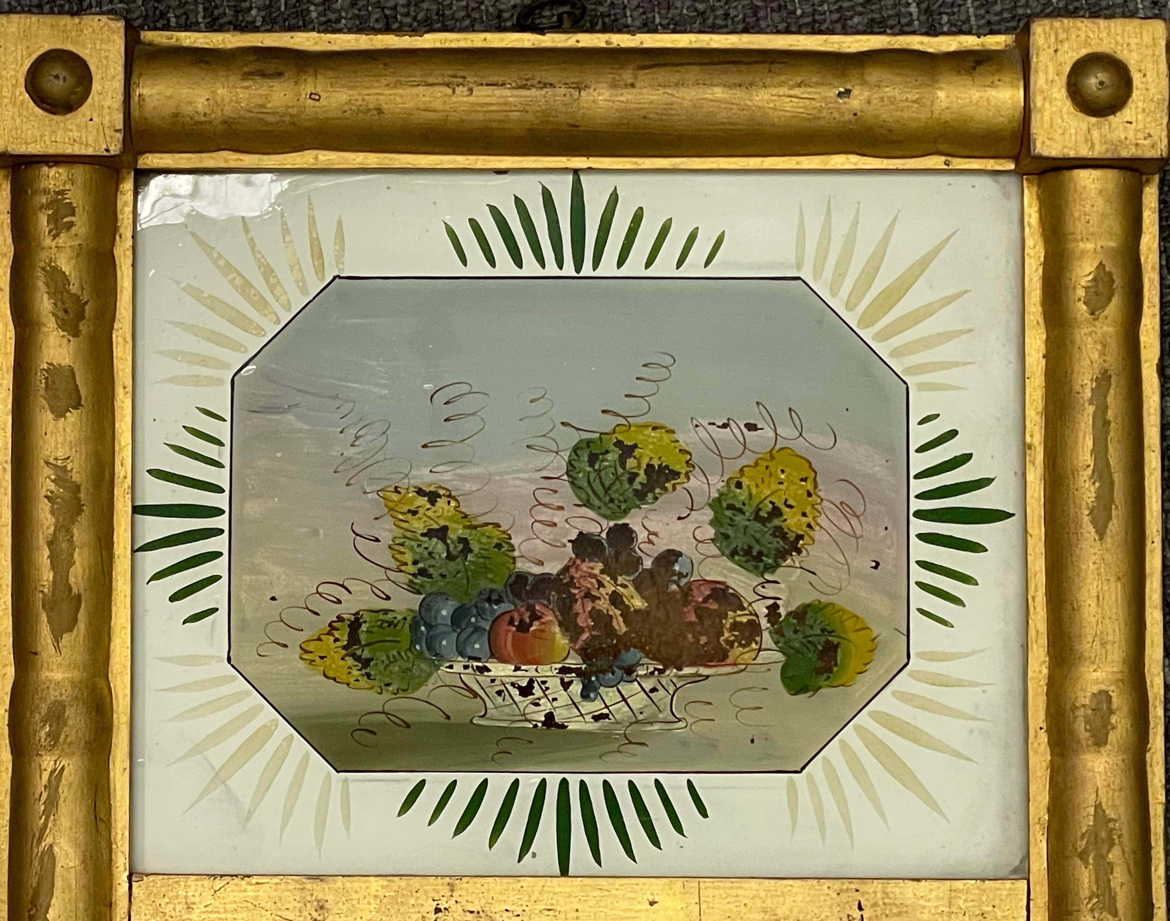 Verzierter Wand- oder Tischspiegel mit Eglomise-Dekor aus dem 19. Jahrhundert im Angebot 4