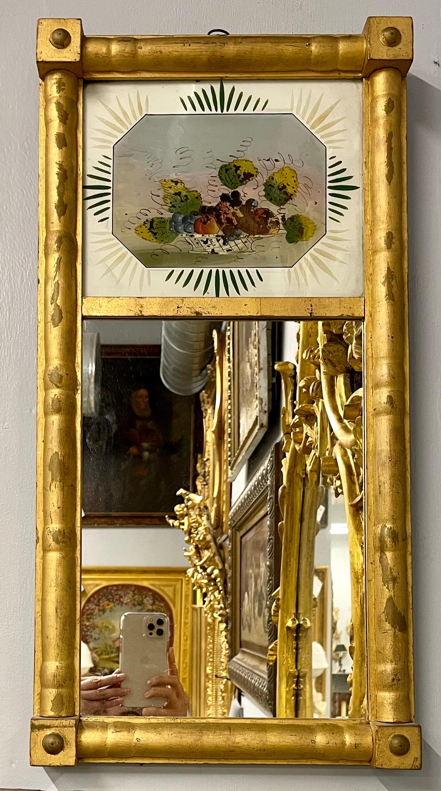 19th Century Federal Eglomise Decorated Wall or Table Mirror For Sale 1