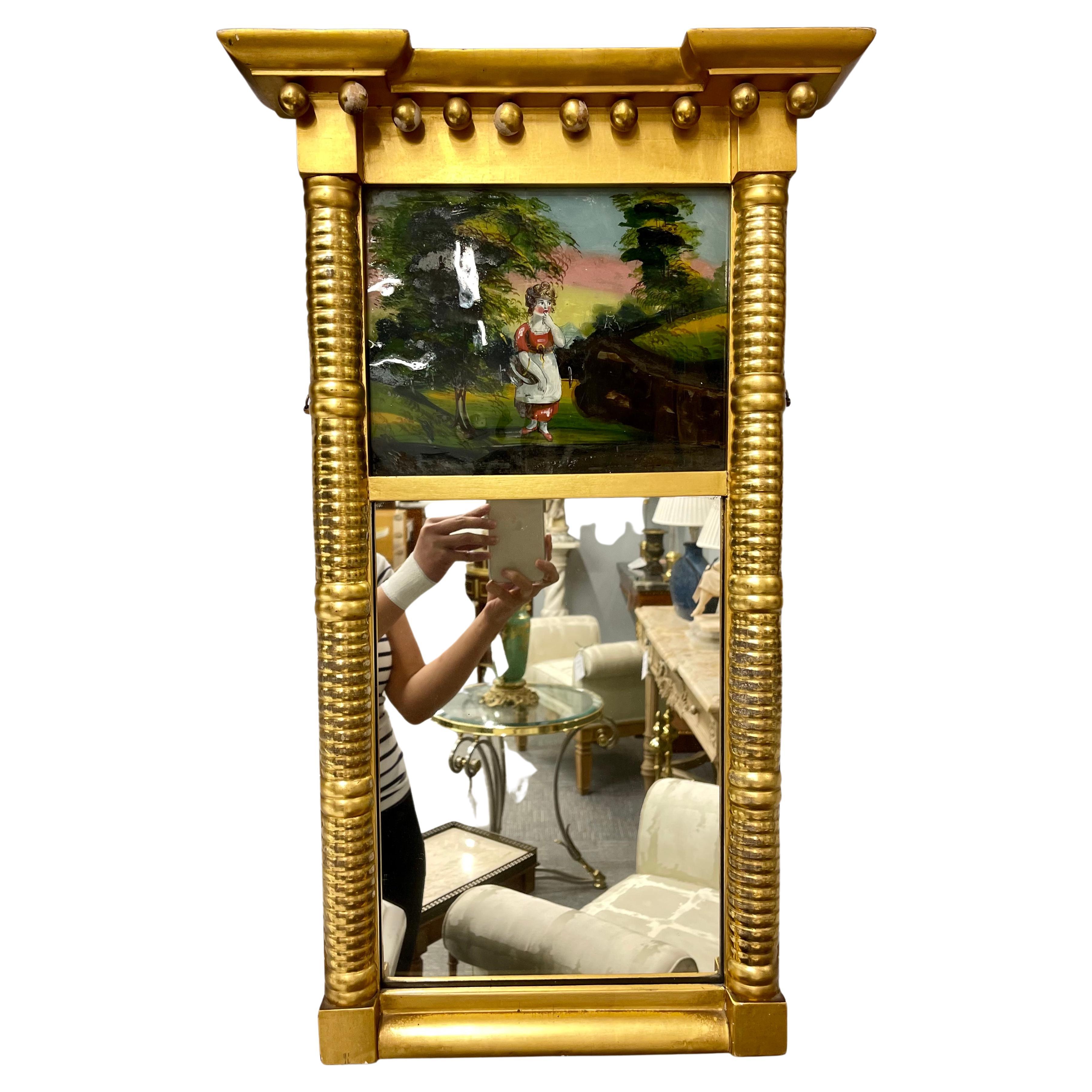 Federal Eglomise-Wand- oder Tischspiegel aus dem 19. Jahrhundert im Angebot
