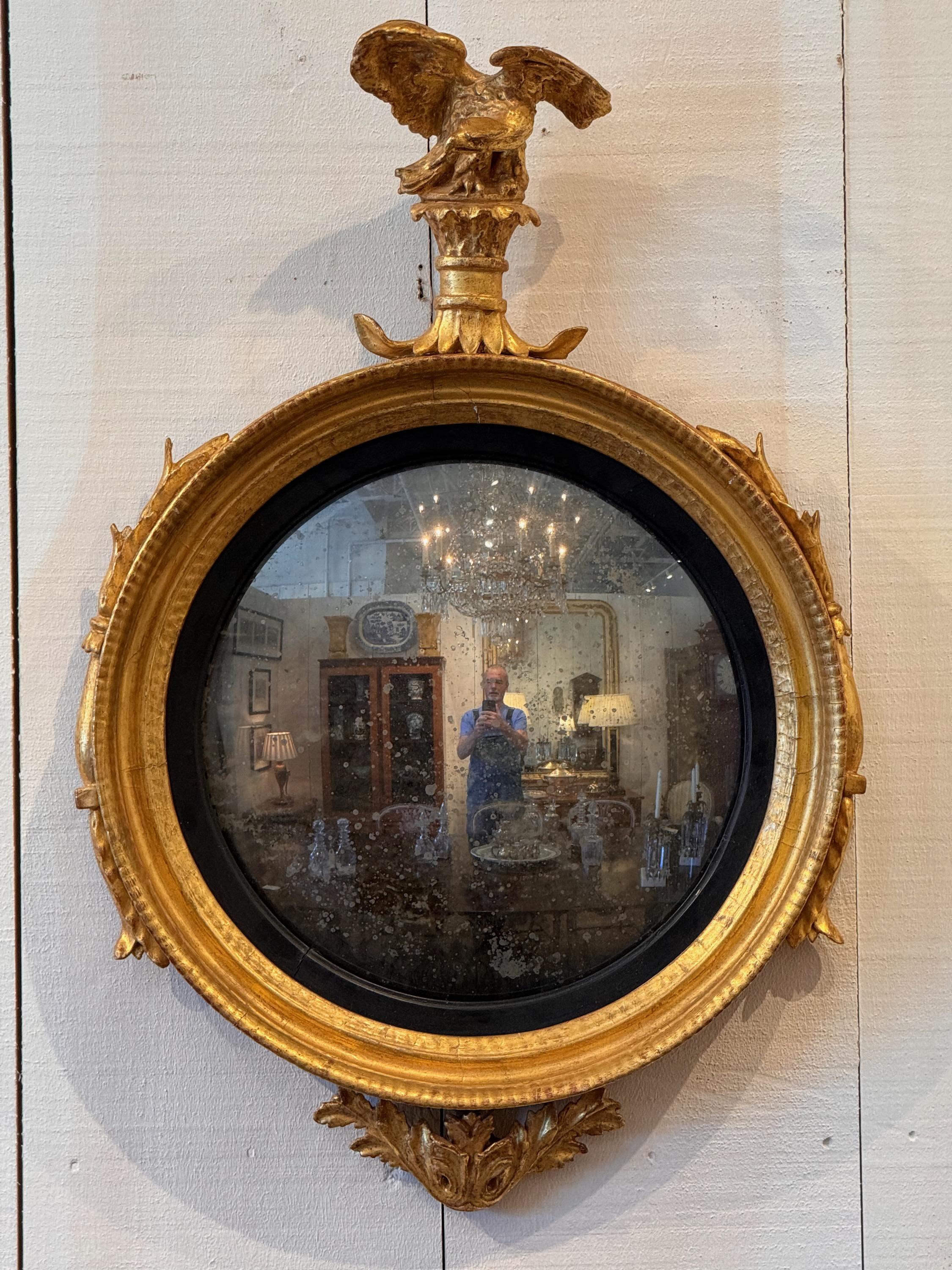 A fine example of a gilded bullseye mirror. Great gilding.