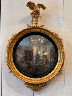 19th Century Federal Giltwood Convex Eagle Mirror
