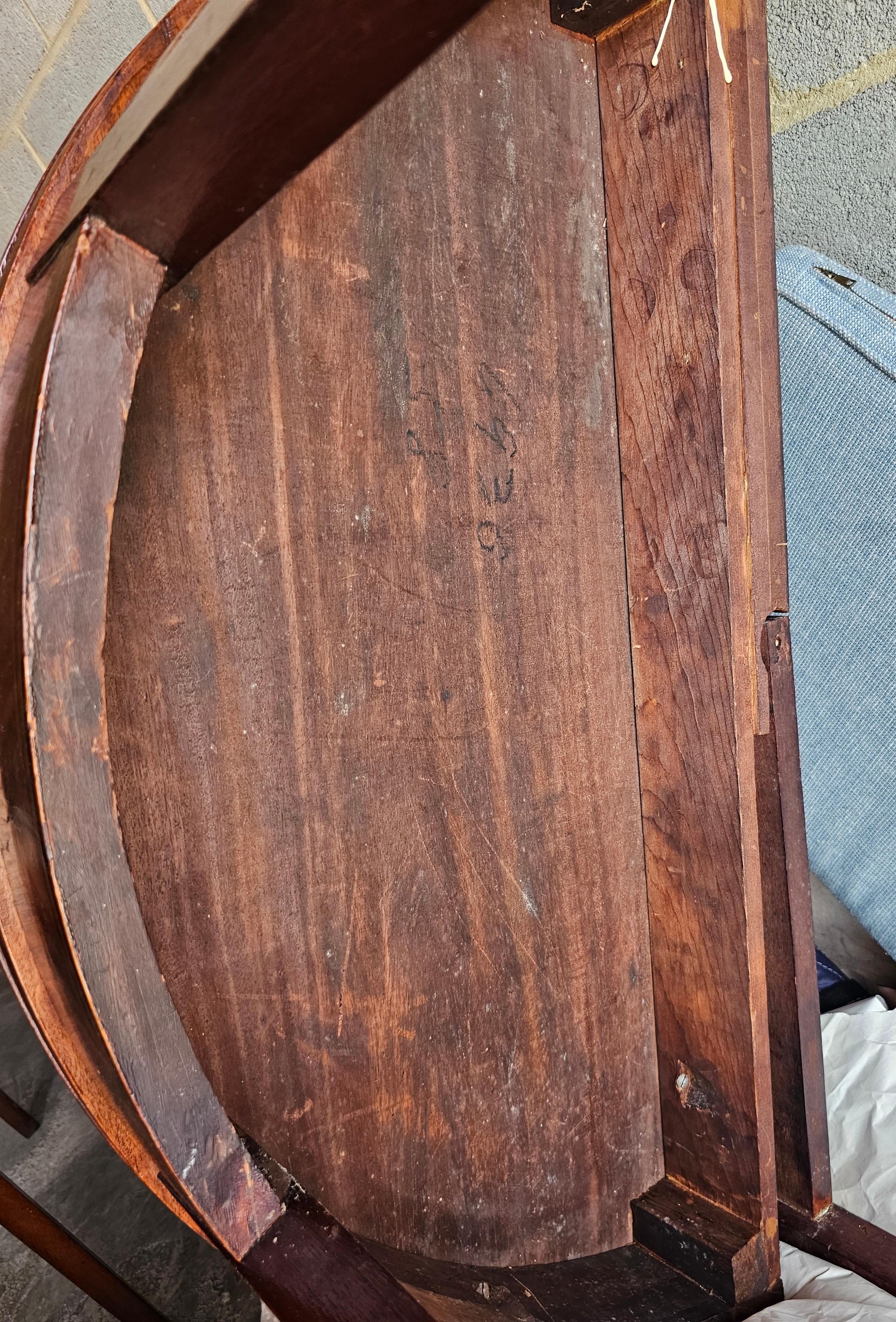 19th Century Federal Inlaid Mahogany Demilune Fold Top Console / Card Table For Sale 3