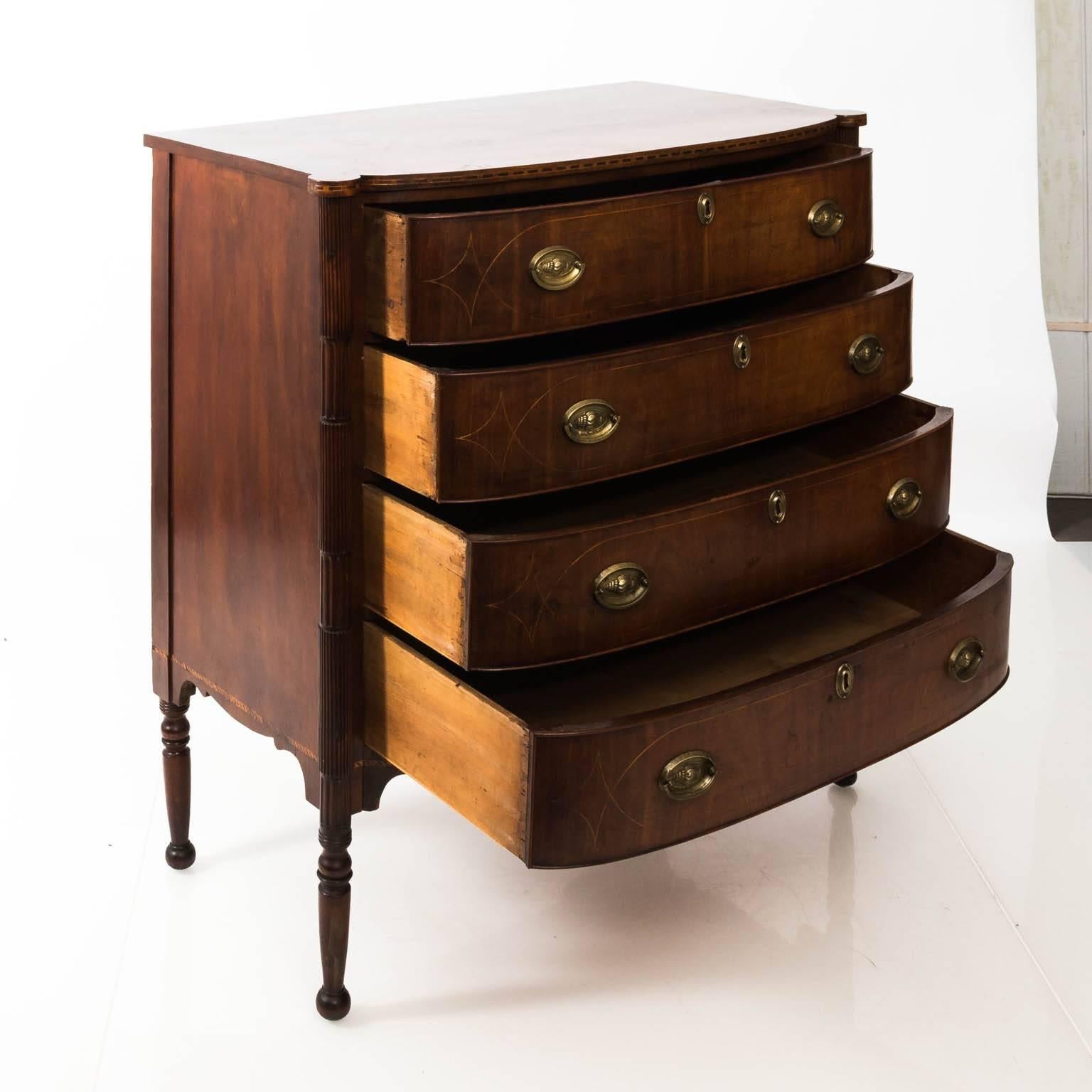 19th Century Federal Sheraton Bow Front Chest 12