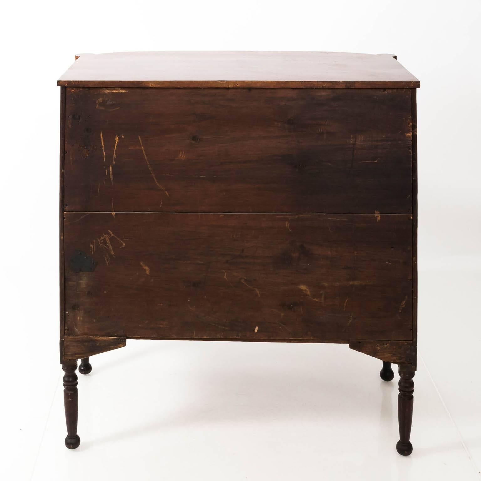 Brass 19th Century Federal Sheraton Bow Front Chest