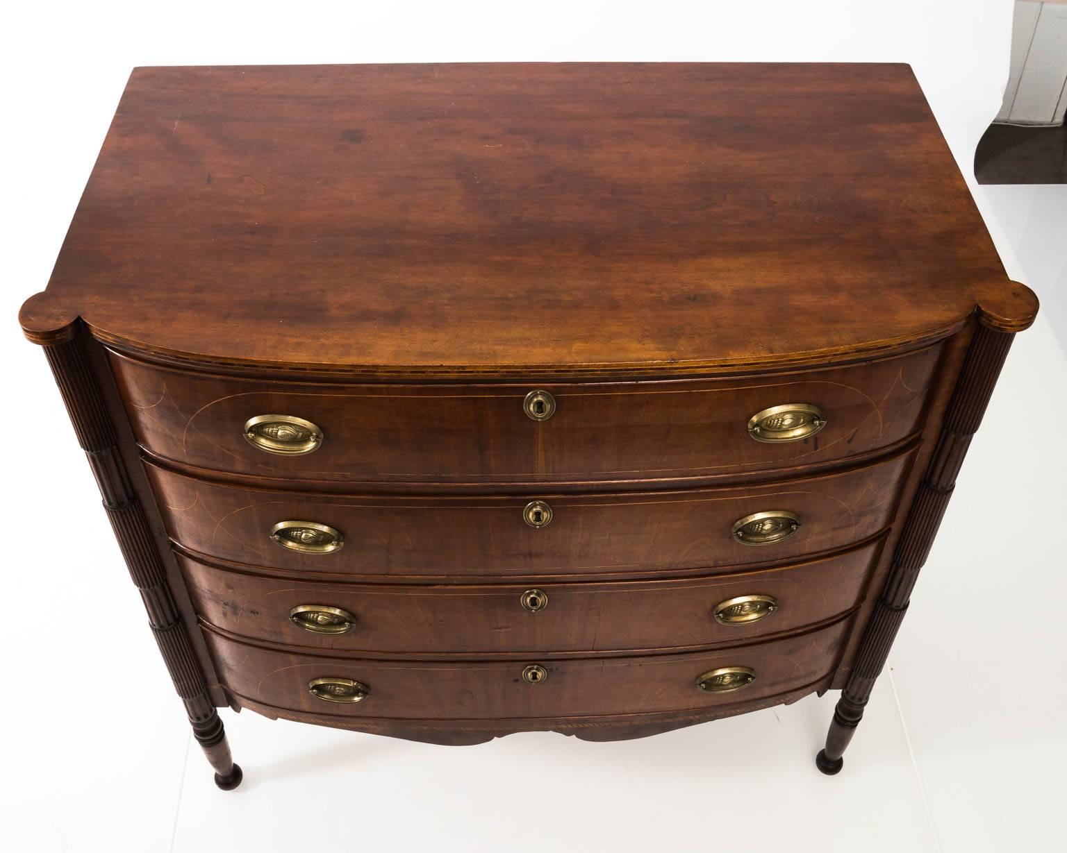 19th Century Federal Sheraton Bow Front Chest 3