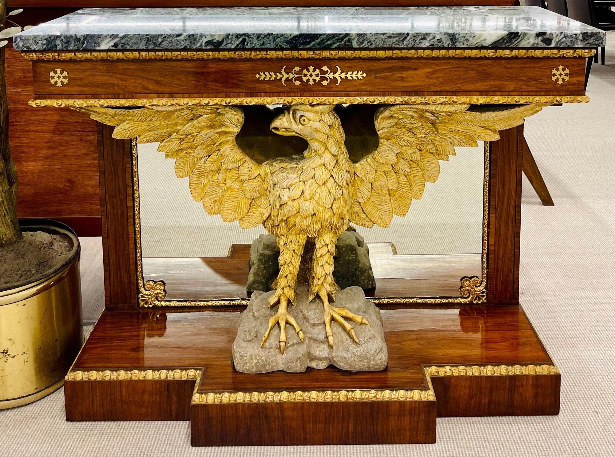 Konsolentische im Federal Style des 19. Jahrhunderts, Mahagoni, gegenüberliegende Adler, Marmor im Angebot 2