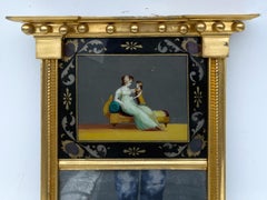 19th Century Federal Style Gilded Eglomise Trumeau Mirror with Mother & Child