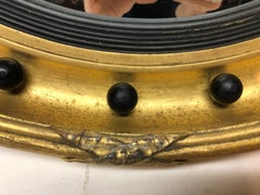 19th Century Federal Style Gilt and Ebonized Eagle Convex Mirror