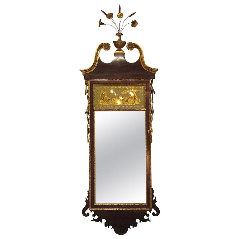 19th Century Federal Style Mirror with Gilt Detail & Églomisé For Sale