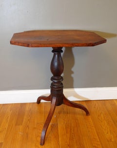 19th Century Federal Style Walnut Tilt Top Candle Stand