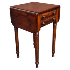19th Century Federal Varnished Pine Two-Drawer Drop Leaf Work Table