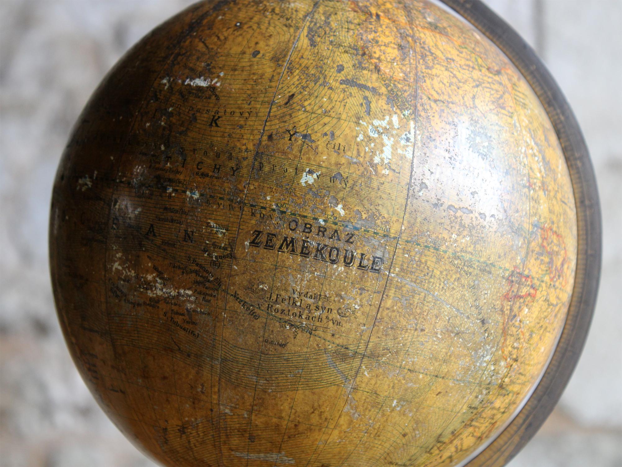 German 19th Century Felkl & Son Terrestrial Globe For Sale