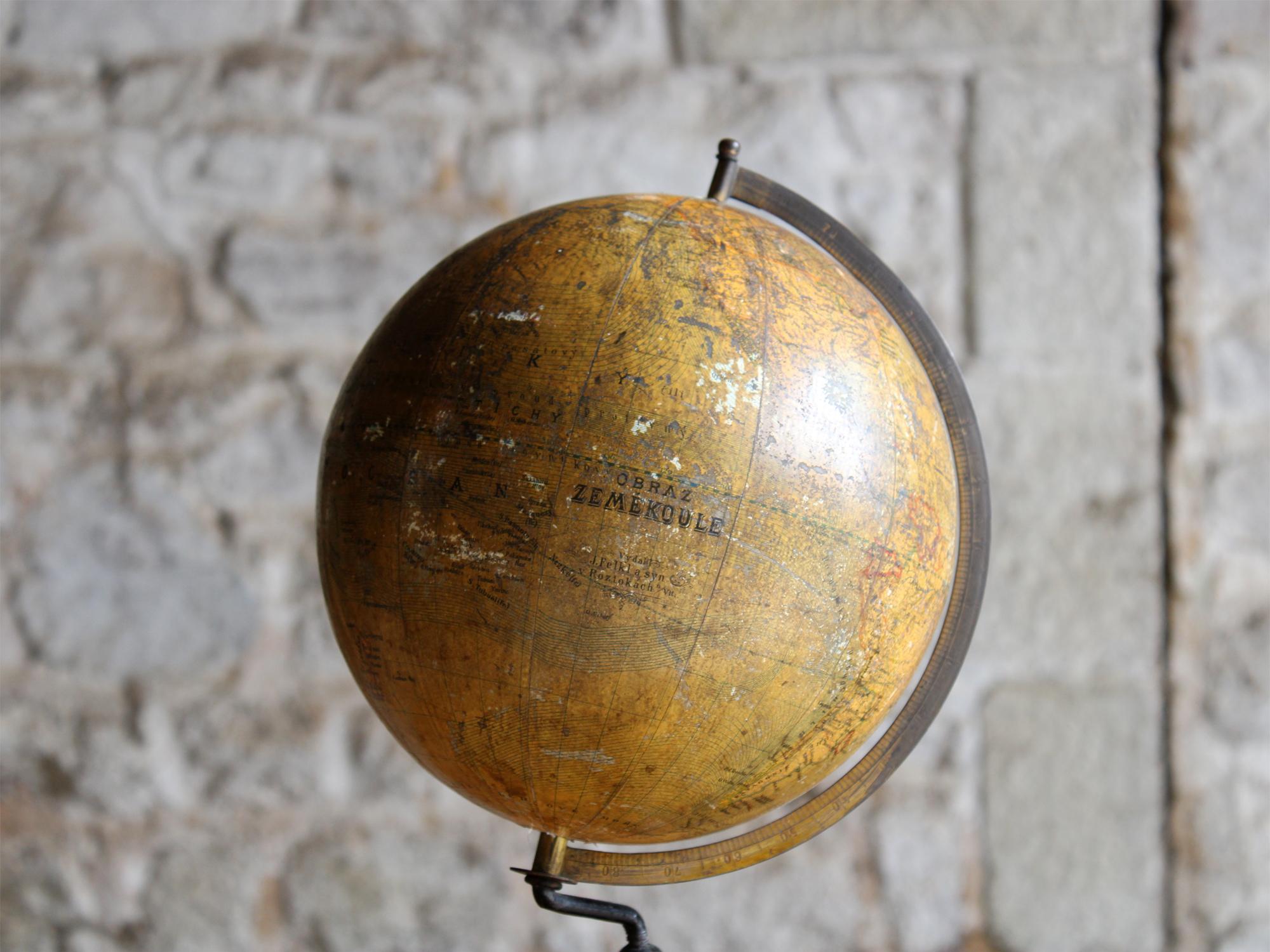 Ebonized 19th Century Felkl & Son Terrestrial Globe For Sale