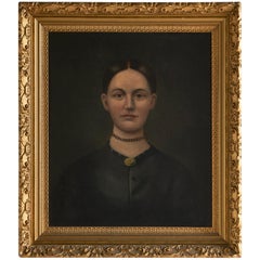 19th Century Female Oil Painting in Gilt Frame