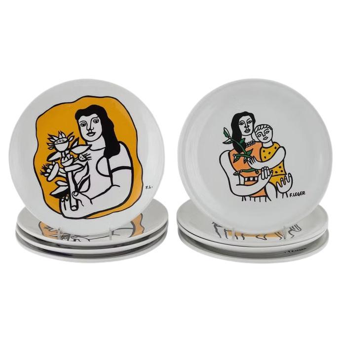 Siglo XIX Fernand Léger, juego de ocho platos de porcelana, Biot, Francia