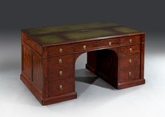 19th Century Fiddleback Mahogany Library Desk Stamped Gillows