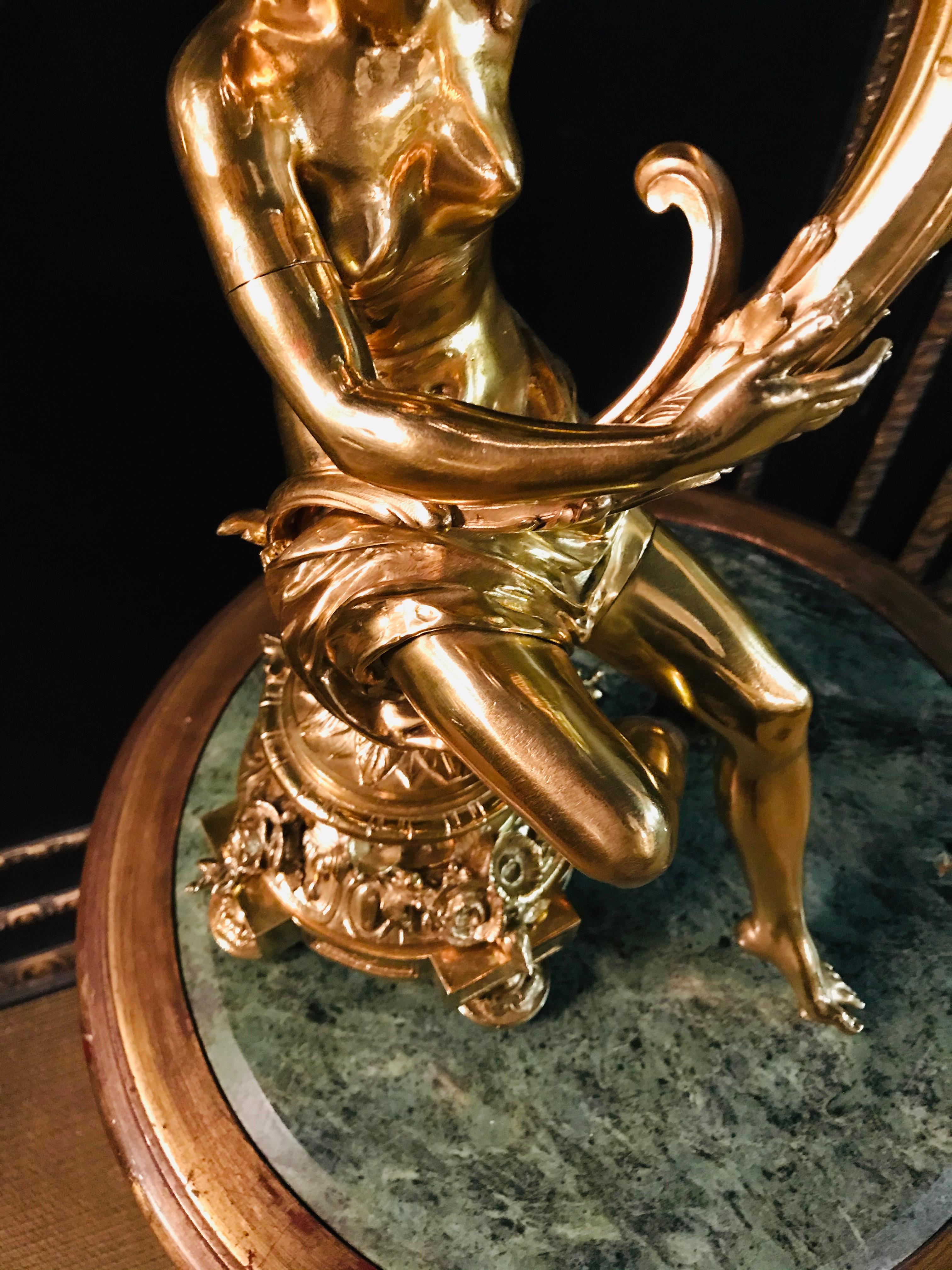 19th Century Figural Centerpiece Brass Gold-Plated Beautiful Women 5