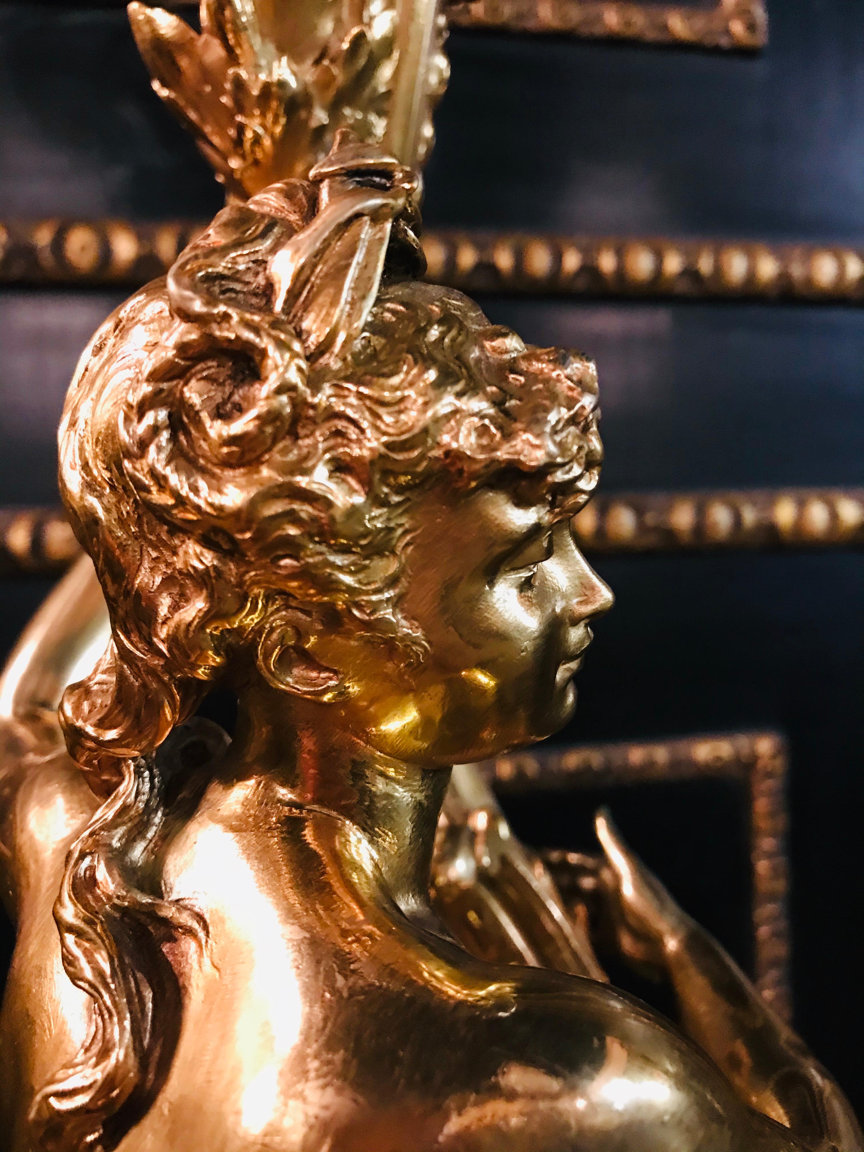 19th Century Figural Centerpiece Brass Gold-Plated Beautiful Women 10