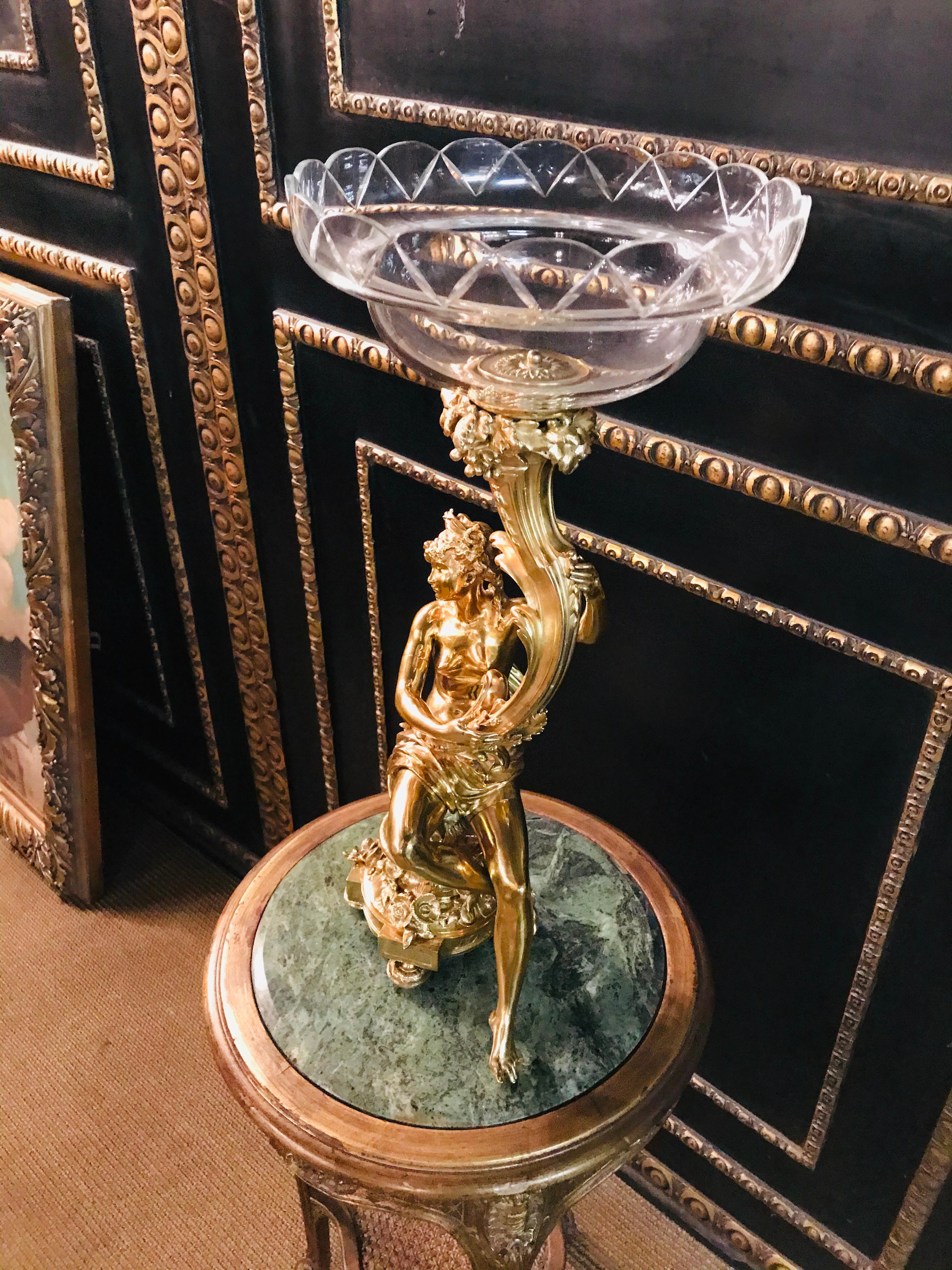 Baroque 19th Century Figural Centerpiece Brass Gold-Plated Beautiful Women