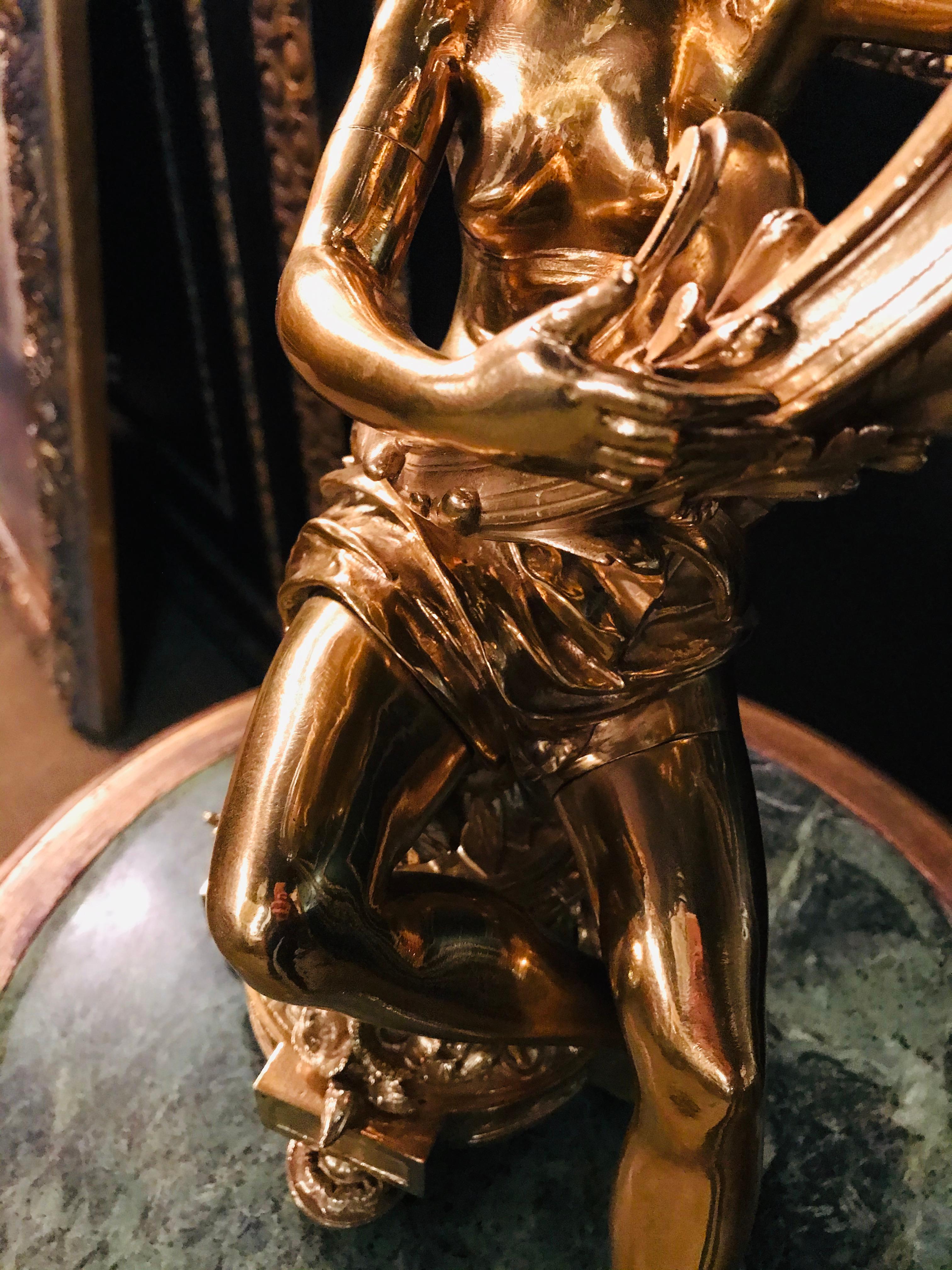 19th Century Figural Centerpiece Brass Gold-Plated Beautiful Women 2