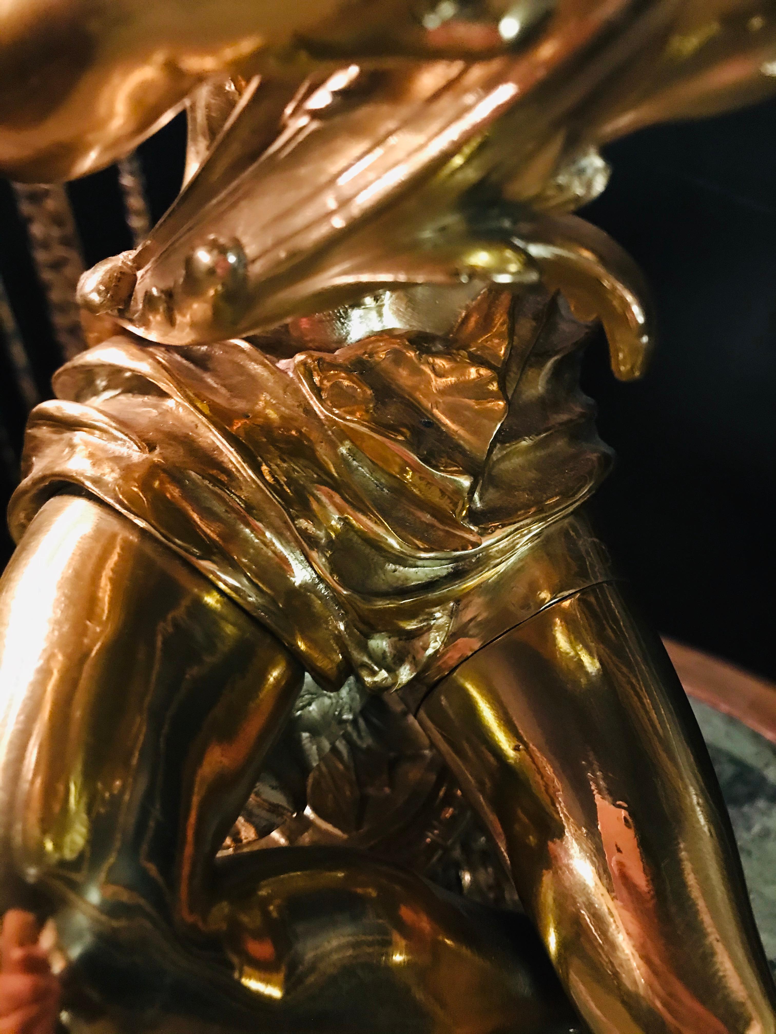 19th Century Figural Centerpiece Brass Gold-Plated Beautiful Women 3