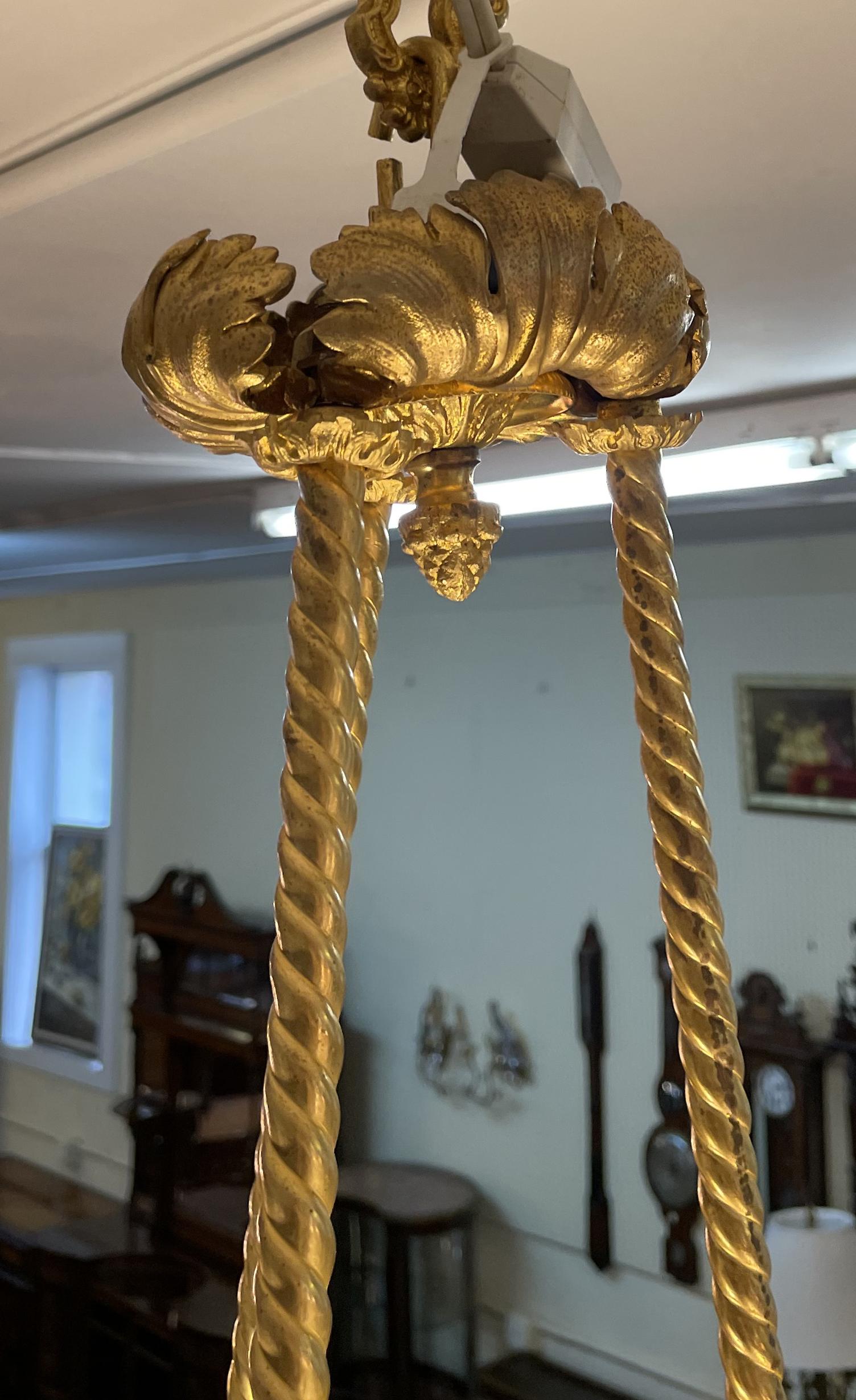 19th Century Figural Gasoliier Chandelier Attributed to Cornelius & Baker  For Sale 6